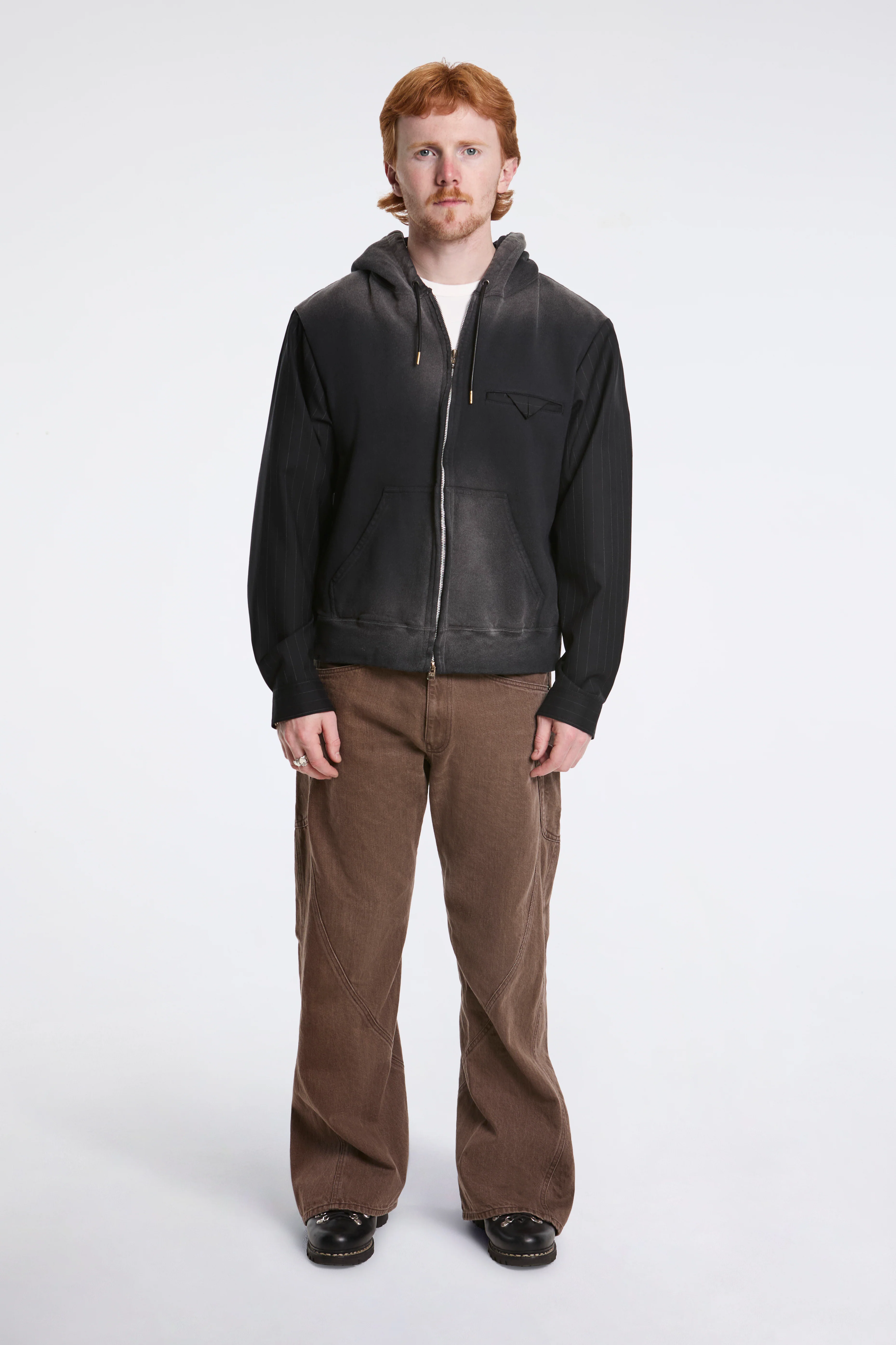 3D Cutting Denim Pants Brown