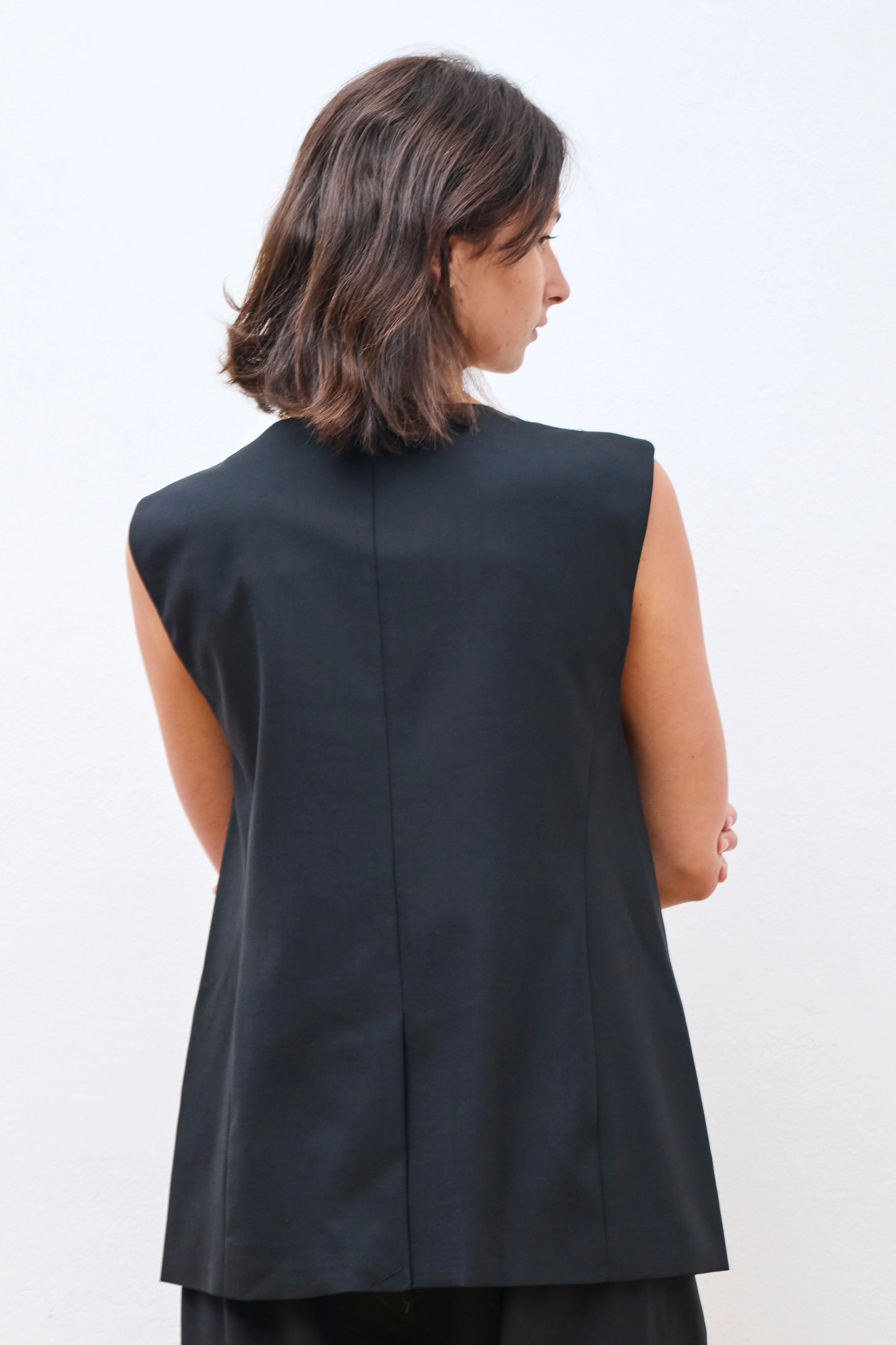 Oversized Button Up Vest Black - Image 4