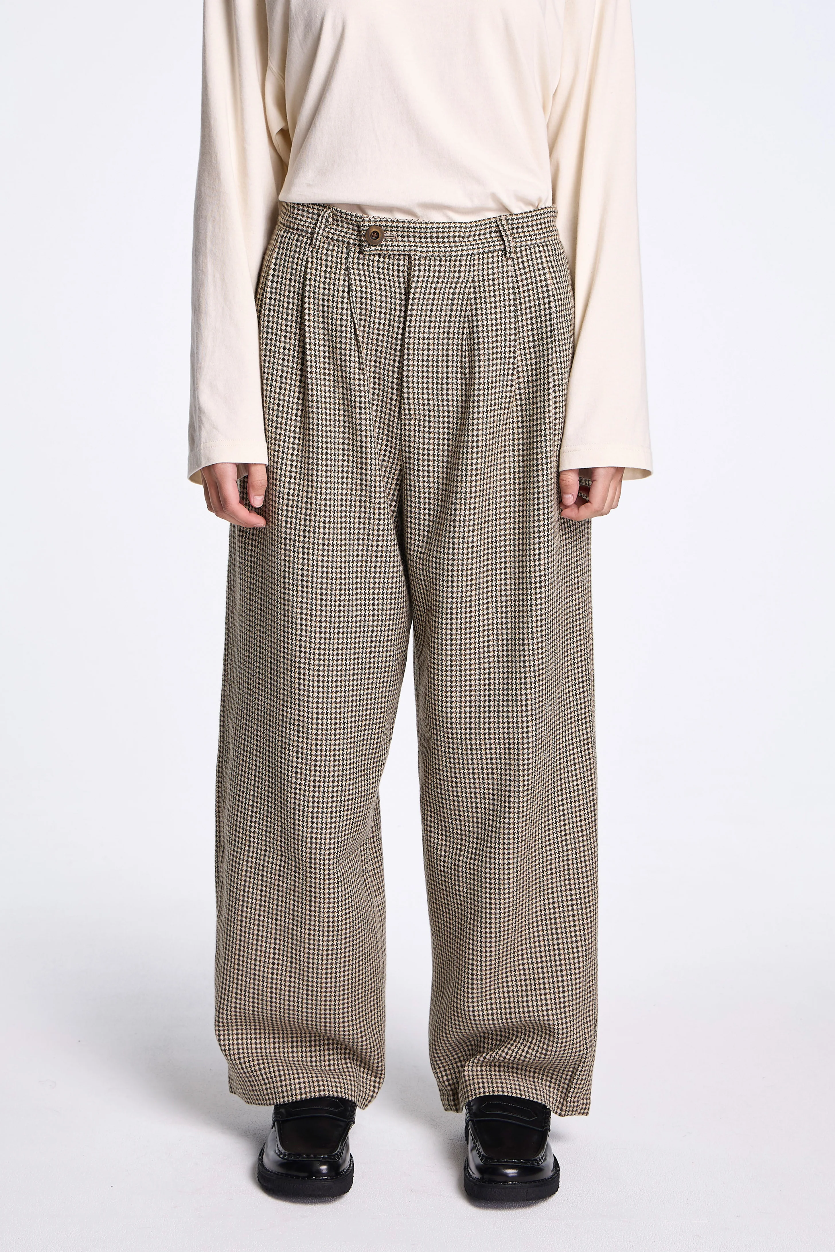 Triple Pleated Pant Natural/Carob