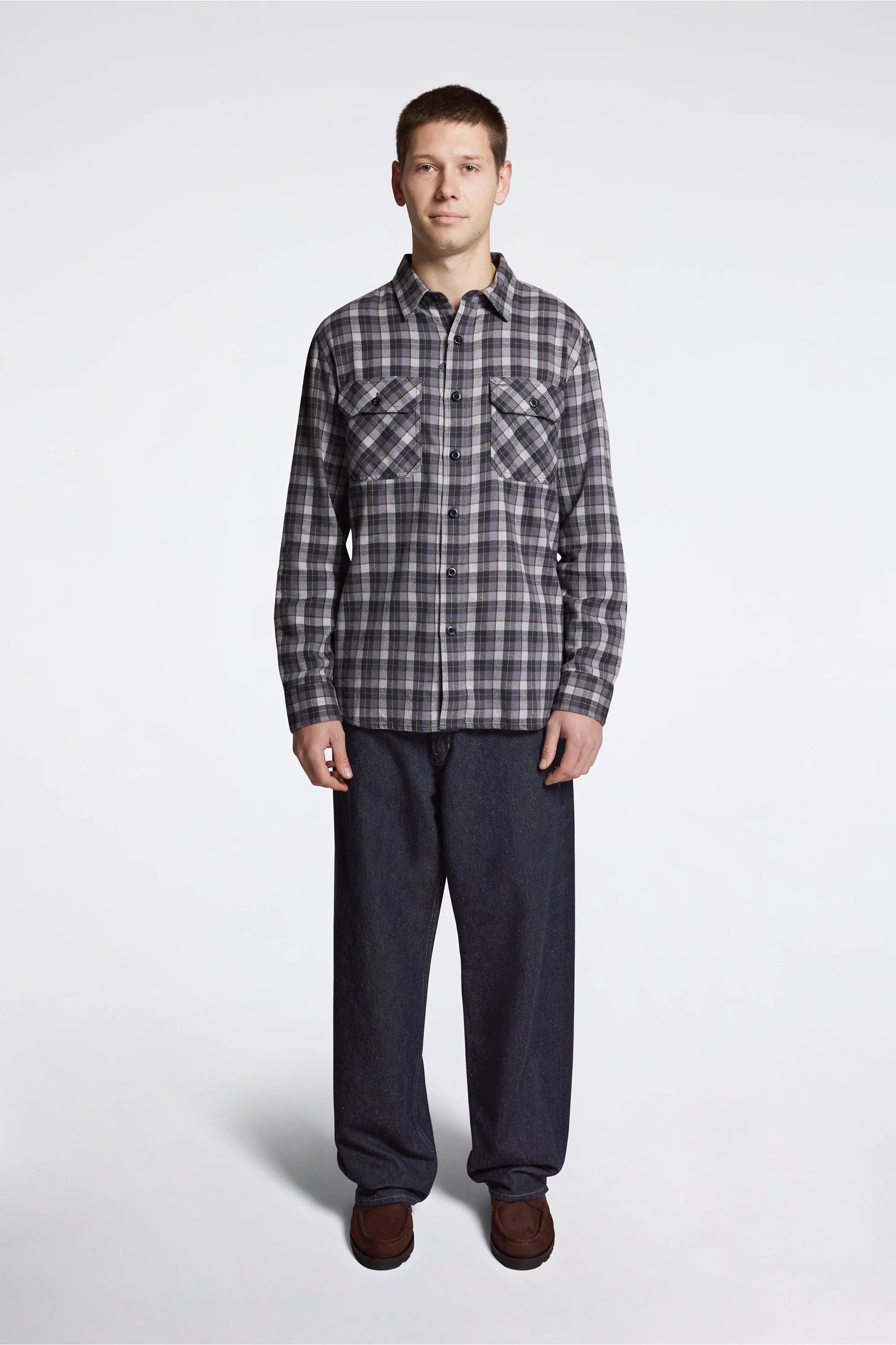 Burnside Flannel Shirt Grey Multi Plaid