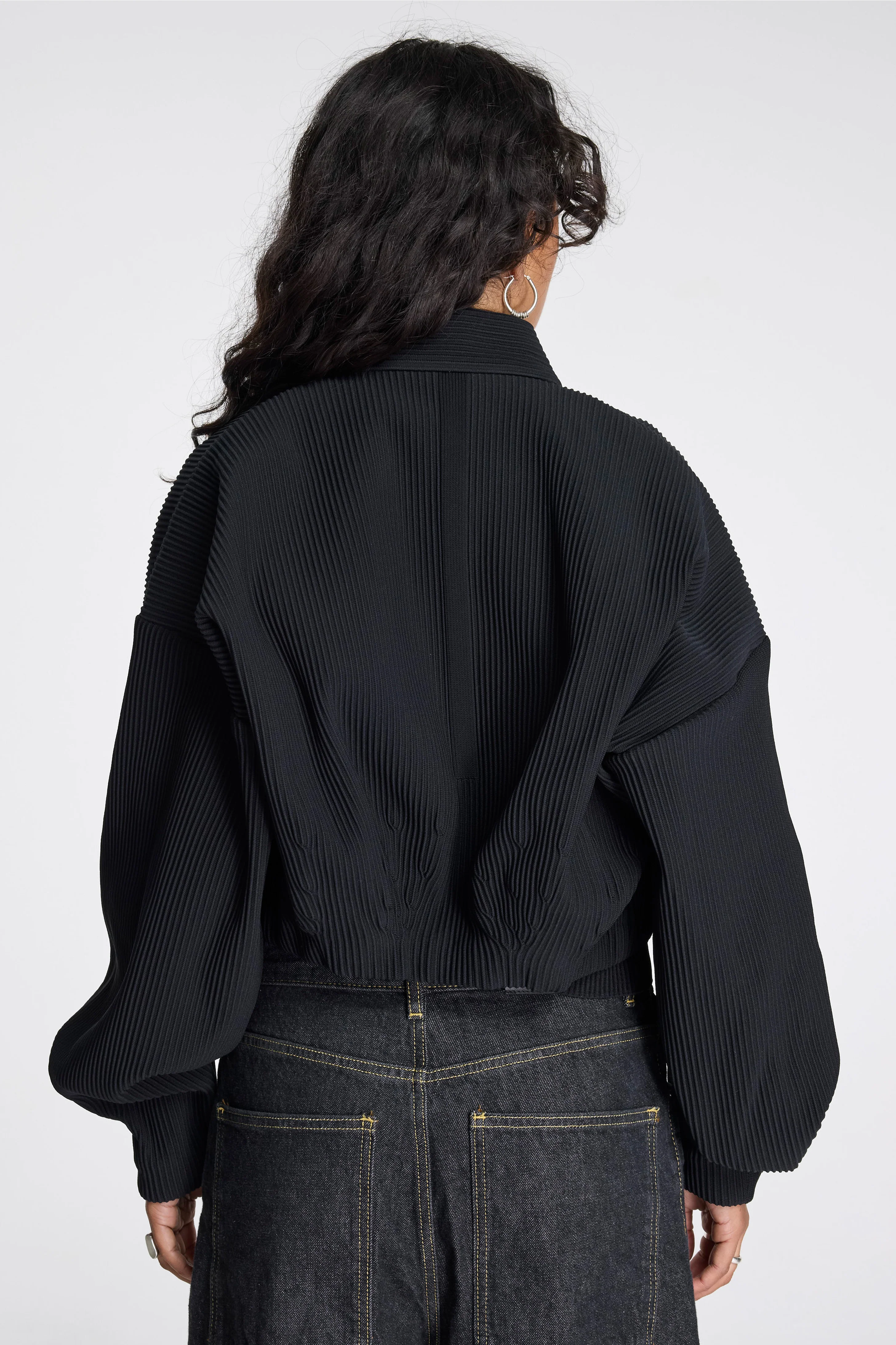 Hypha Cropped Bomber Jacket Black - Image 5