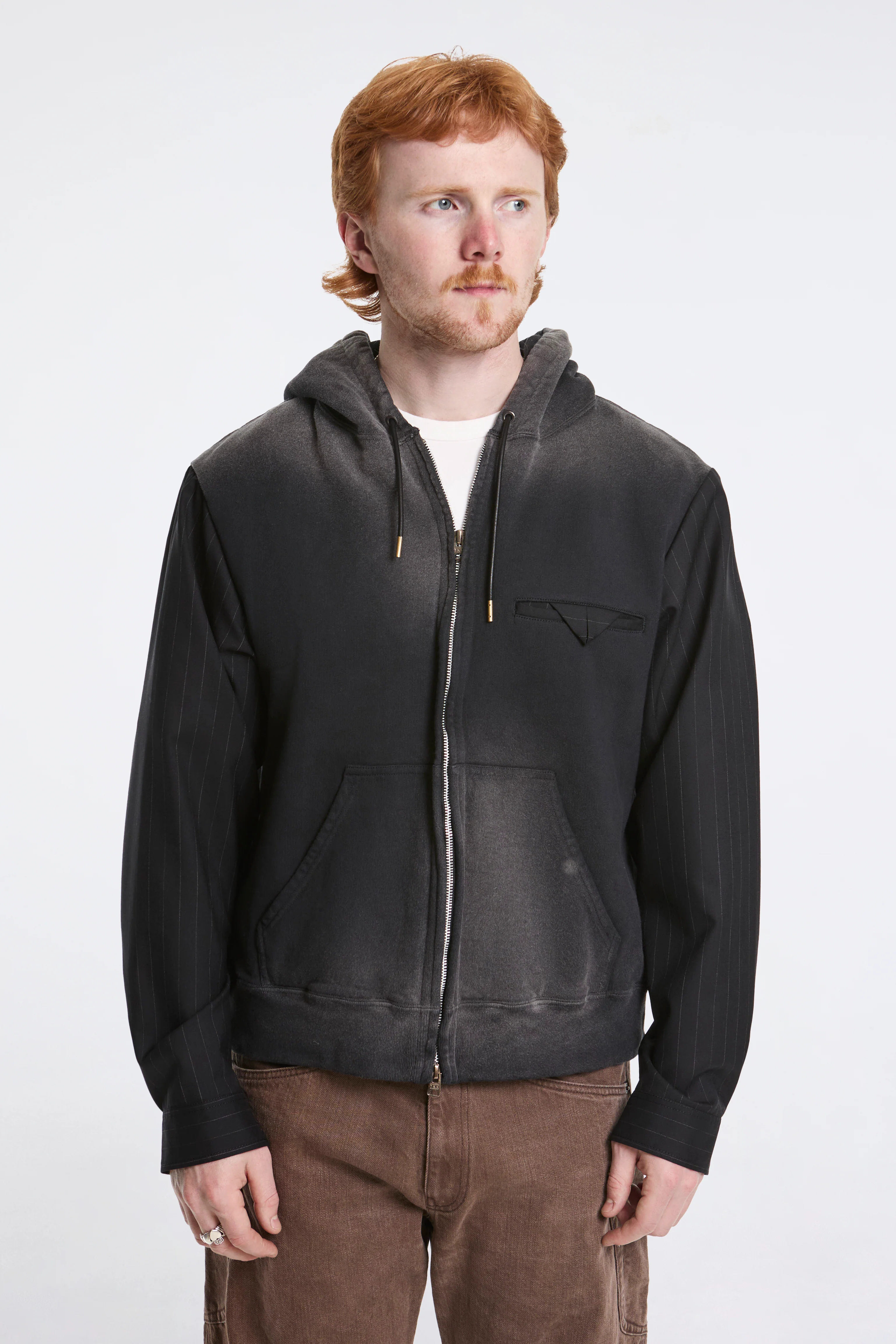 Combination Zip Hoodie Black