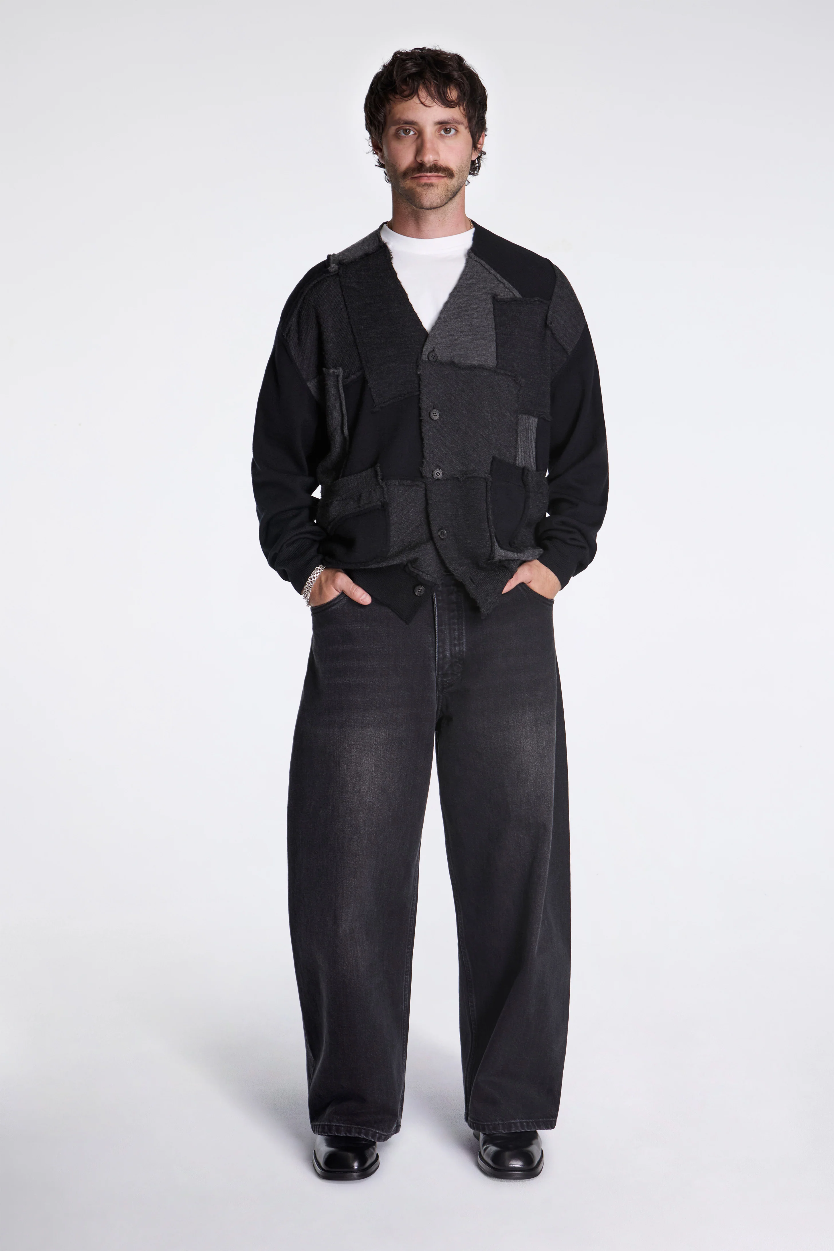 Patchwork Cardigan Black