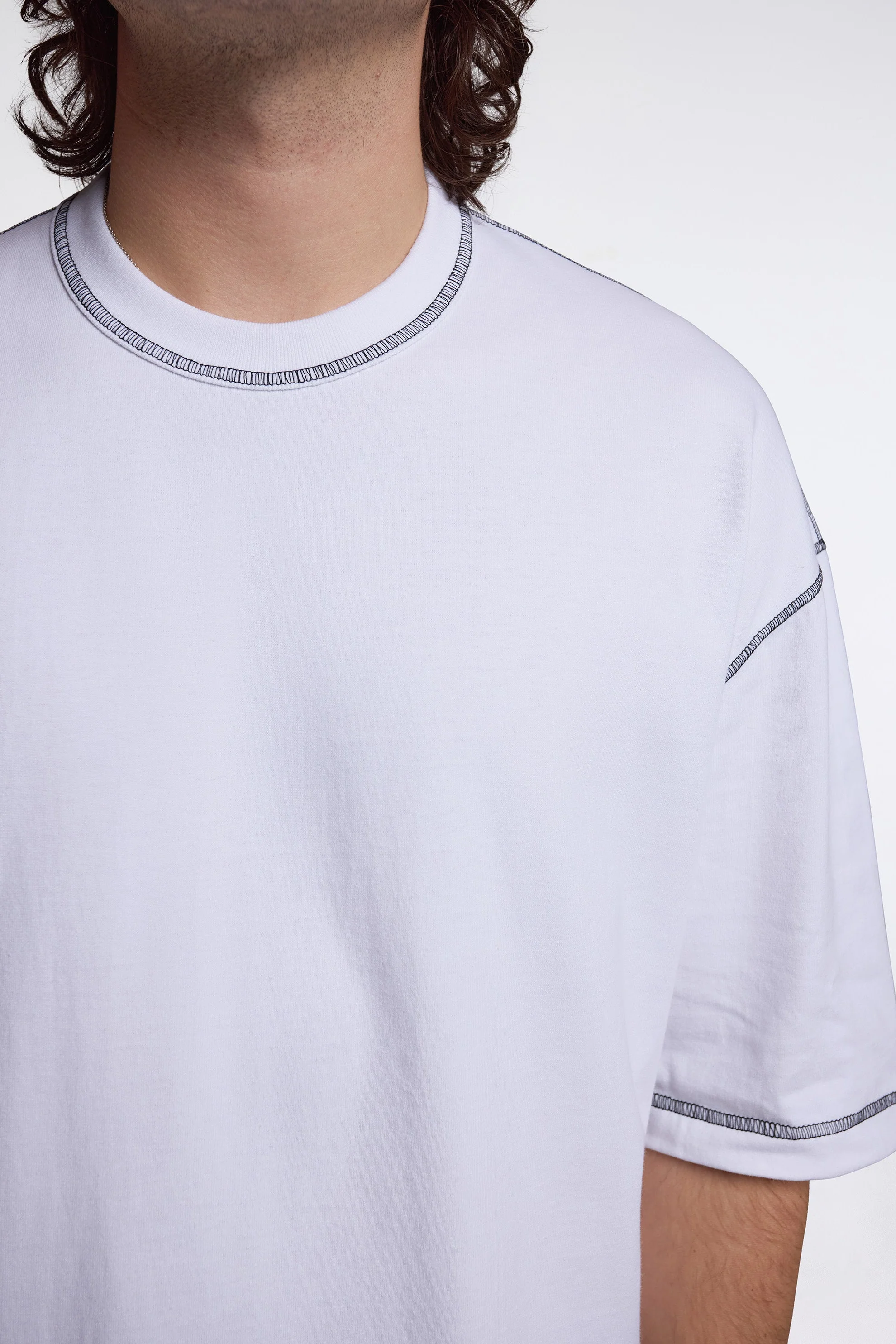 Contrast Stitch T-Shirt White - Image 3
