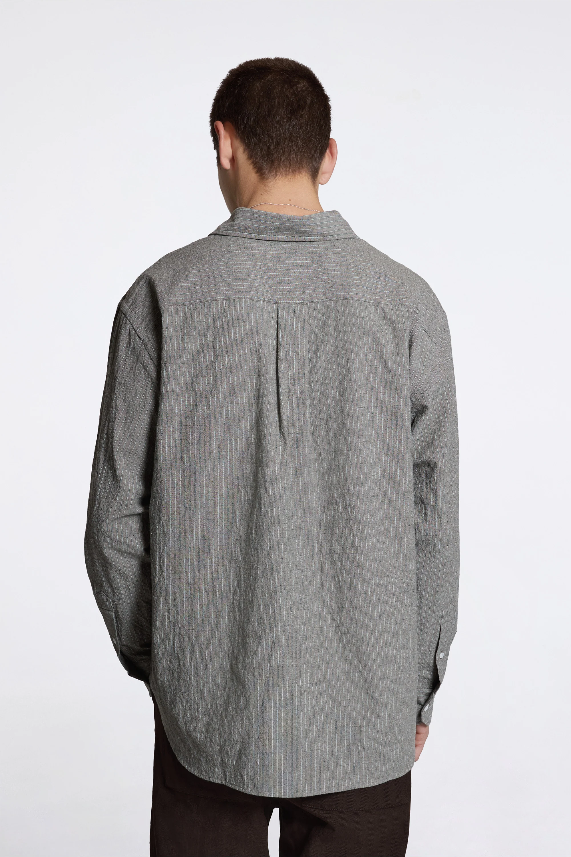 Falster Oversized Textured Stripe Shirt Vetiver - Image 2