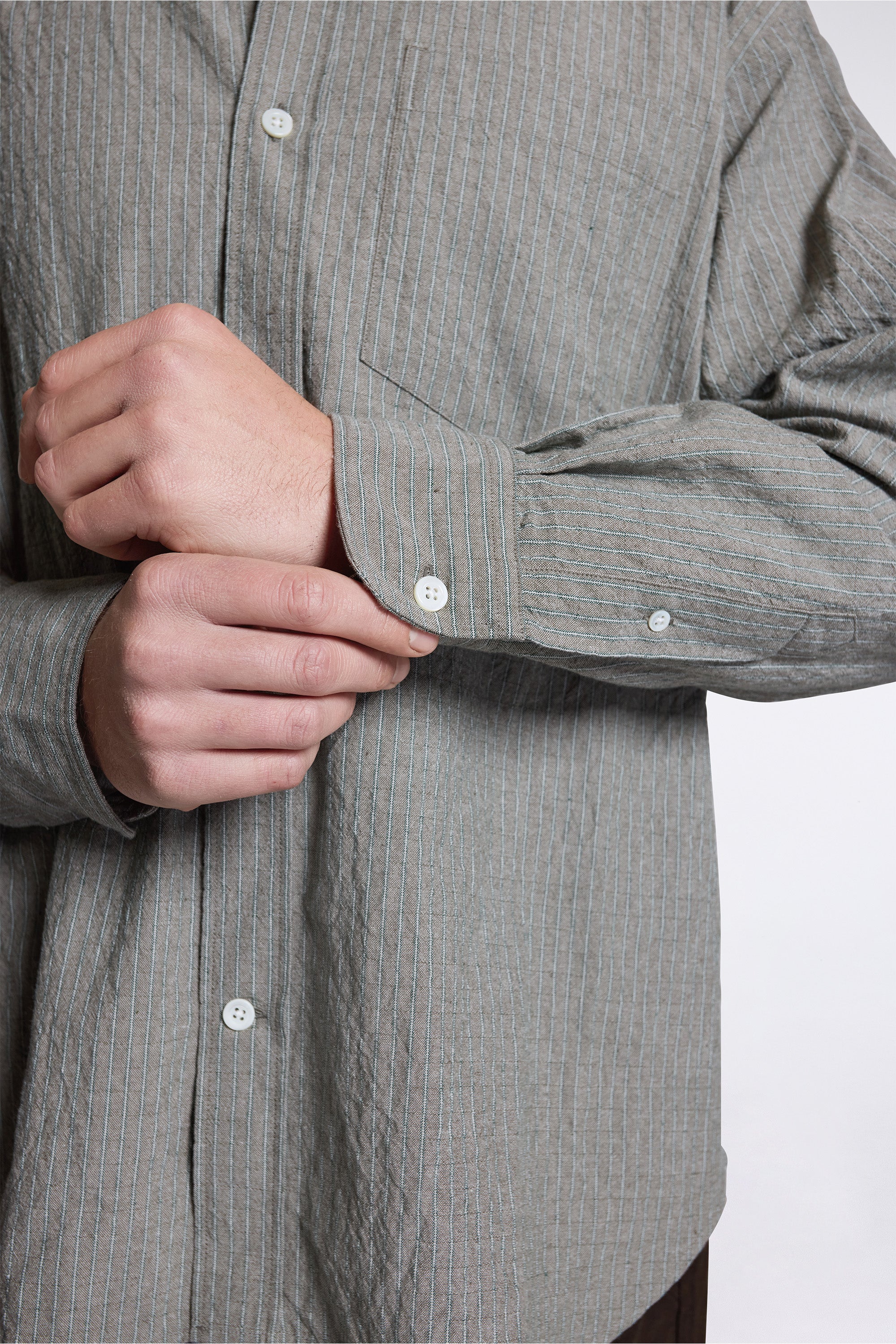 Falster Oversized Textured Stripe Shirt Vetiver - Image 4