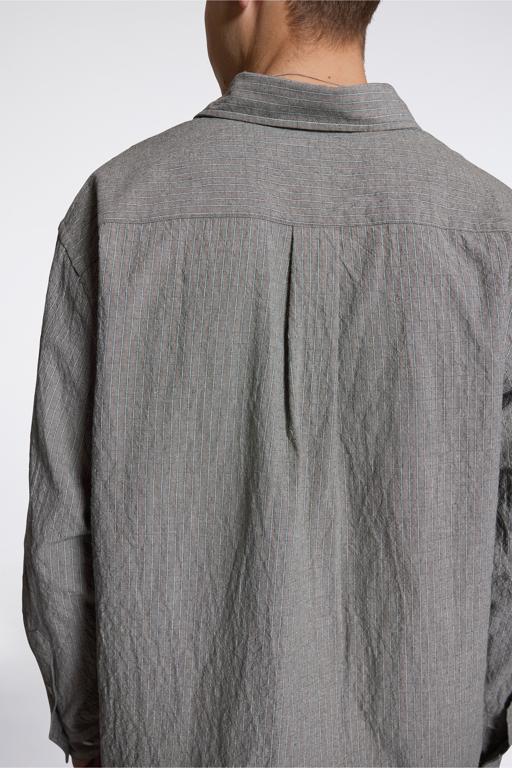Falster Oversized Textured Stripe Shirt Vetiver - Image 5