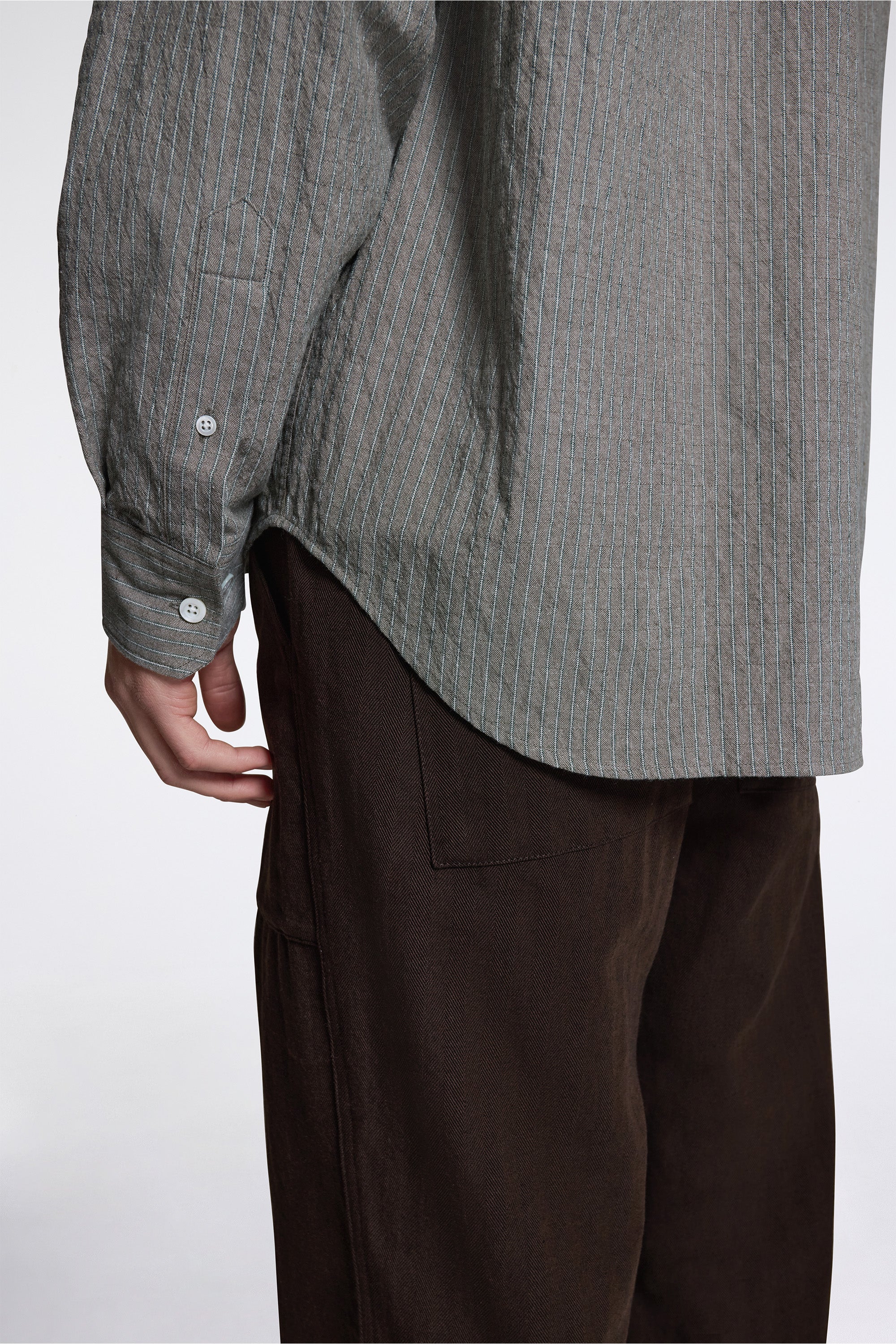 Falster Oversized Textured Stripe Shirt Vetiver - Image 6
