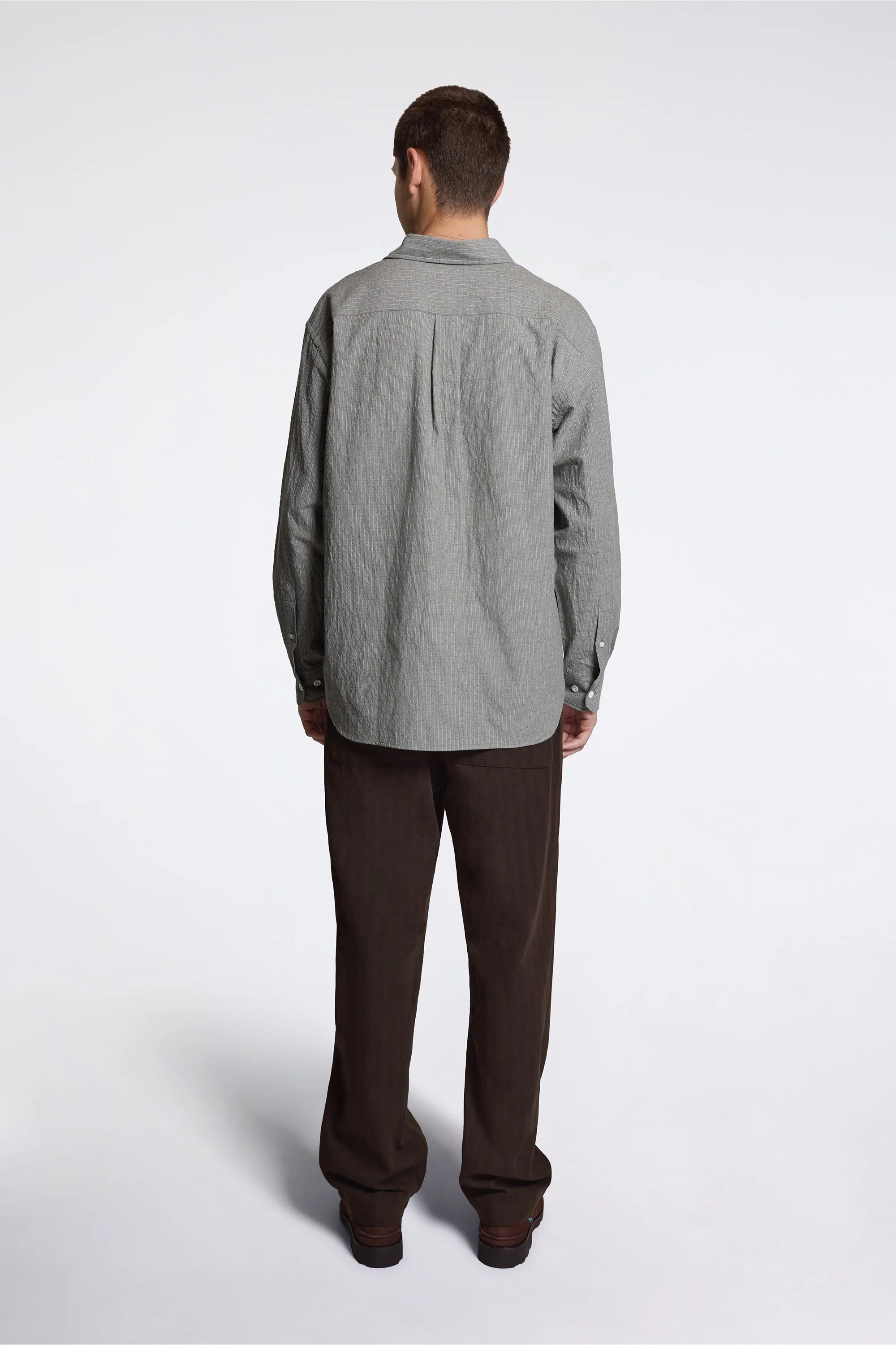 Falster Oversized Textured Stripe Shirt Vetiver - Image 8