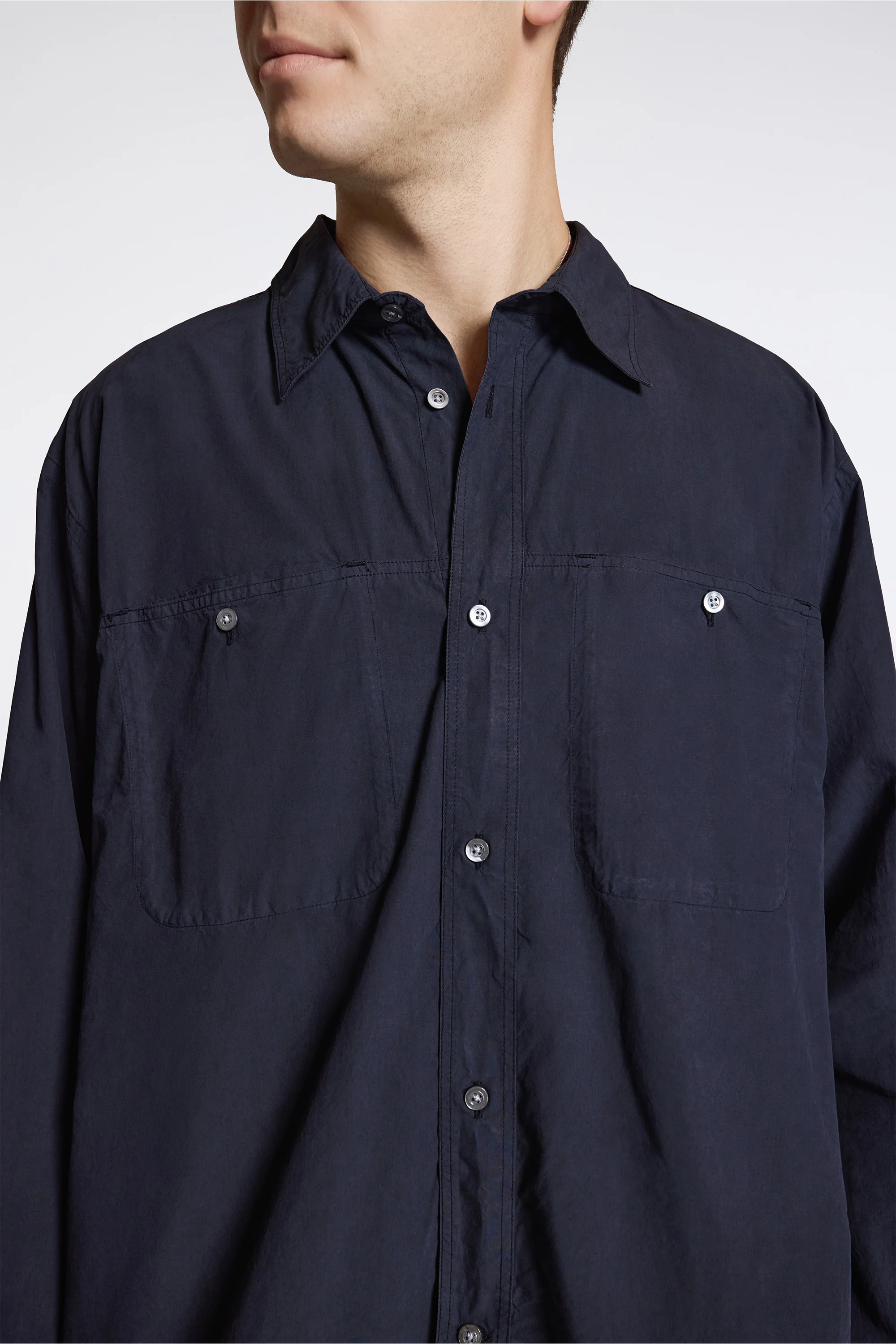 Falster Tencel Oversize Shirt Dark Navy - Image 3