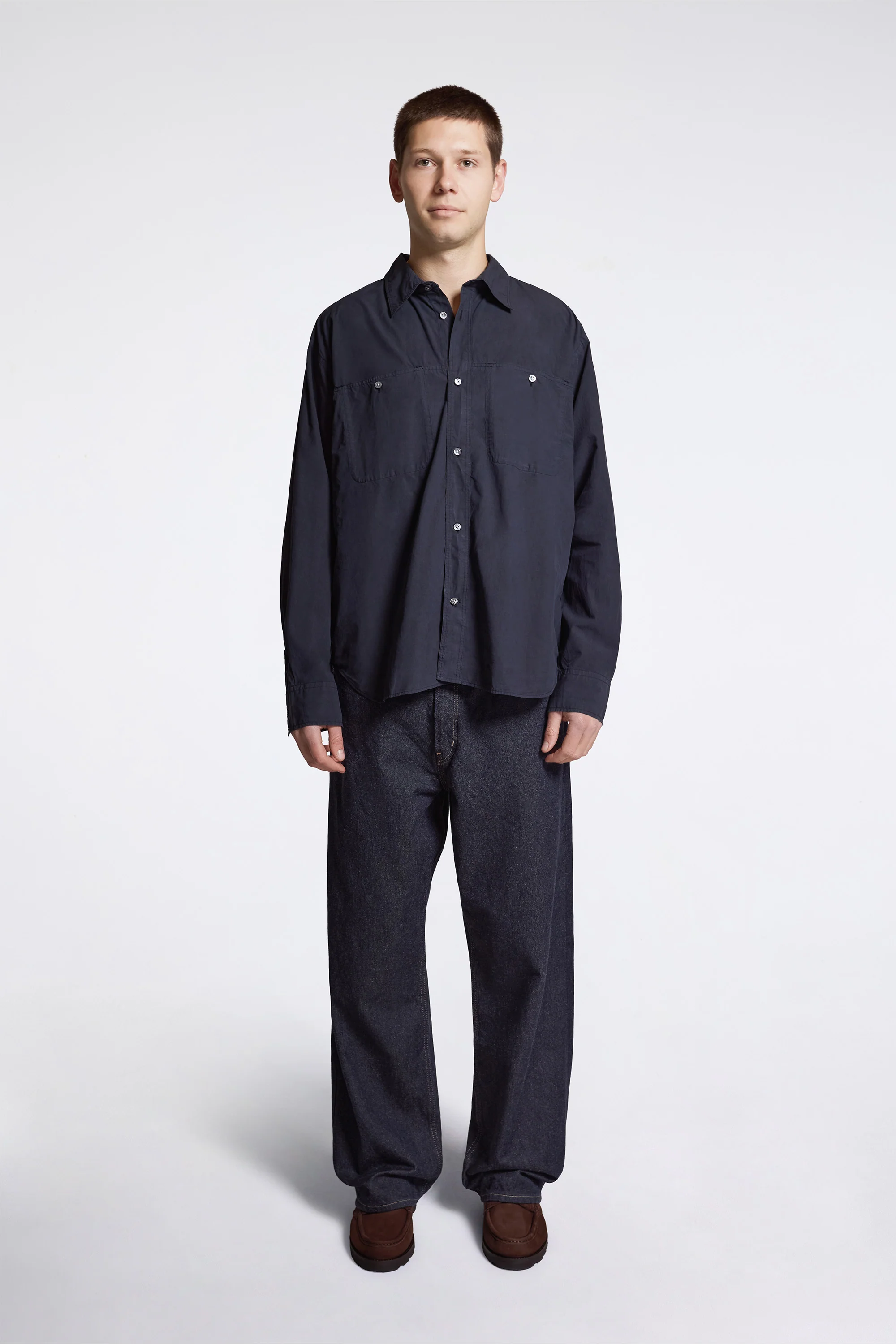 Falster Tencel Oversize Shirt Dark Navy - Image 5