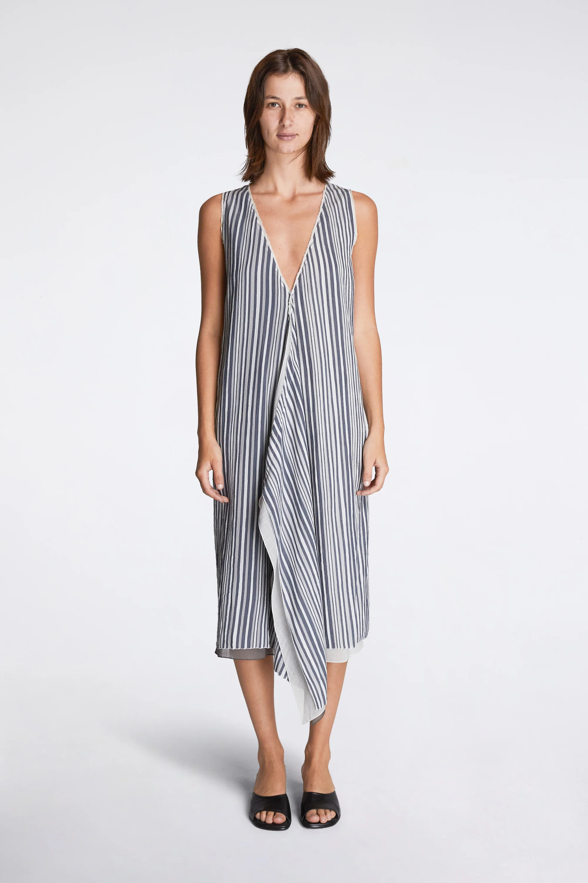 Fringed Temple Dress Cloud Stripe Navy - Image 4