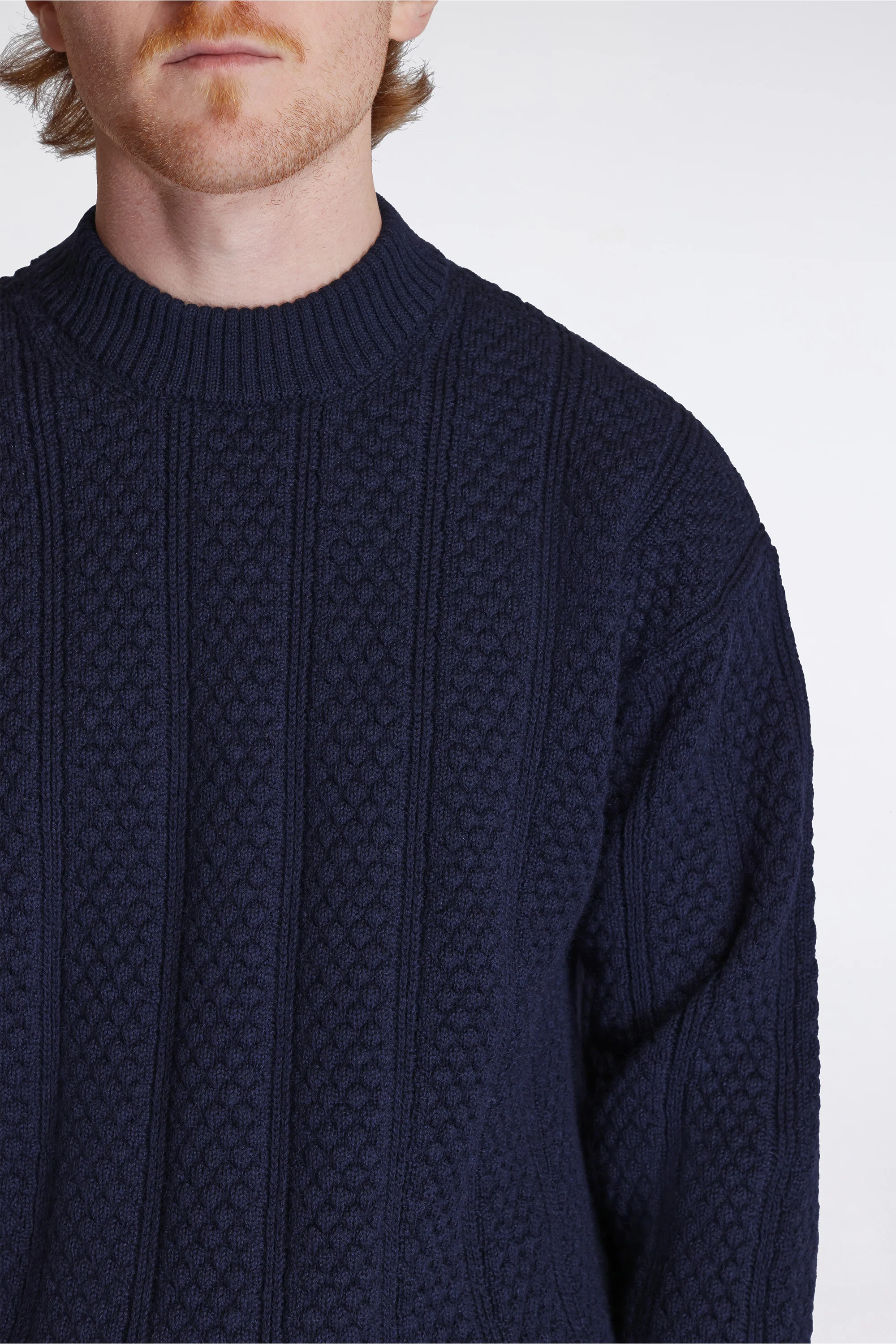Hirtshals Bubble Rib knit Crewneck Dark Navy - Image 3