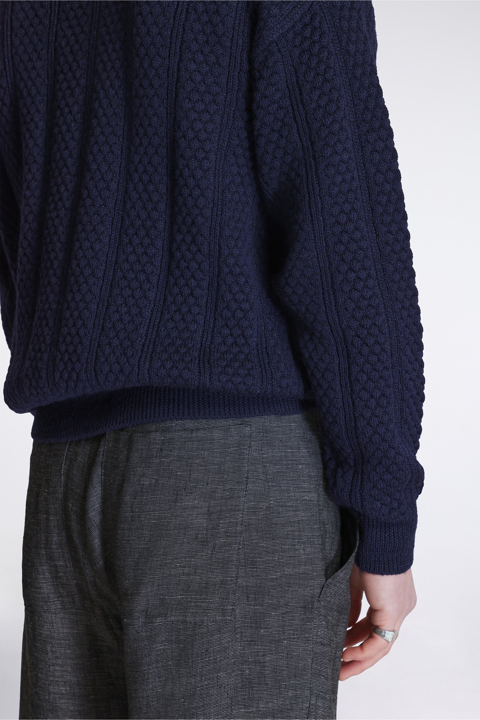Hirtshals Bubble Rib knit Crewneck Dark Navy - Image 5
