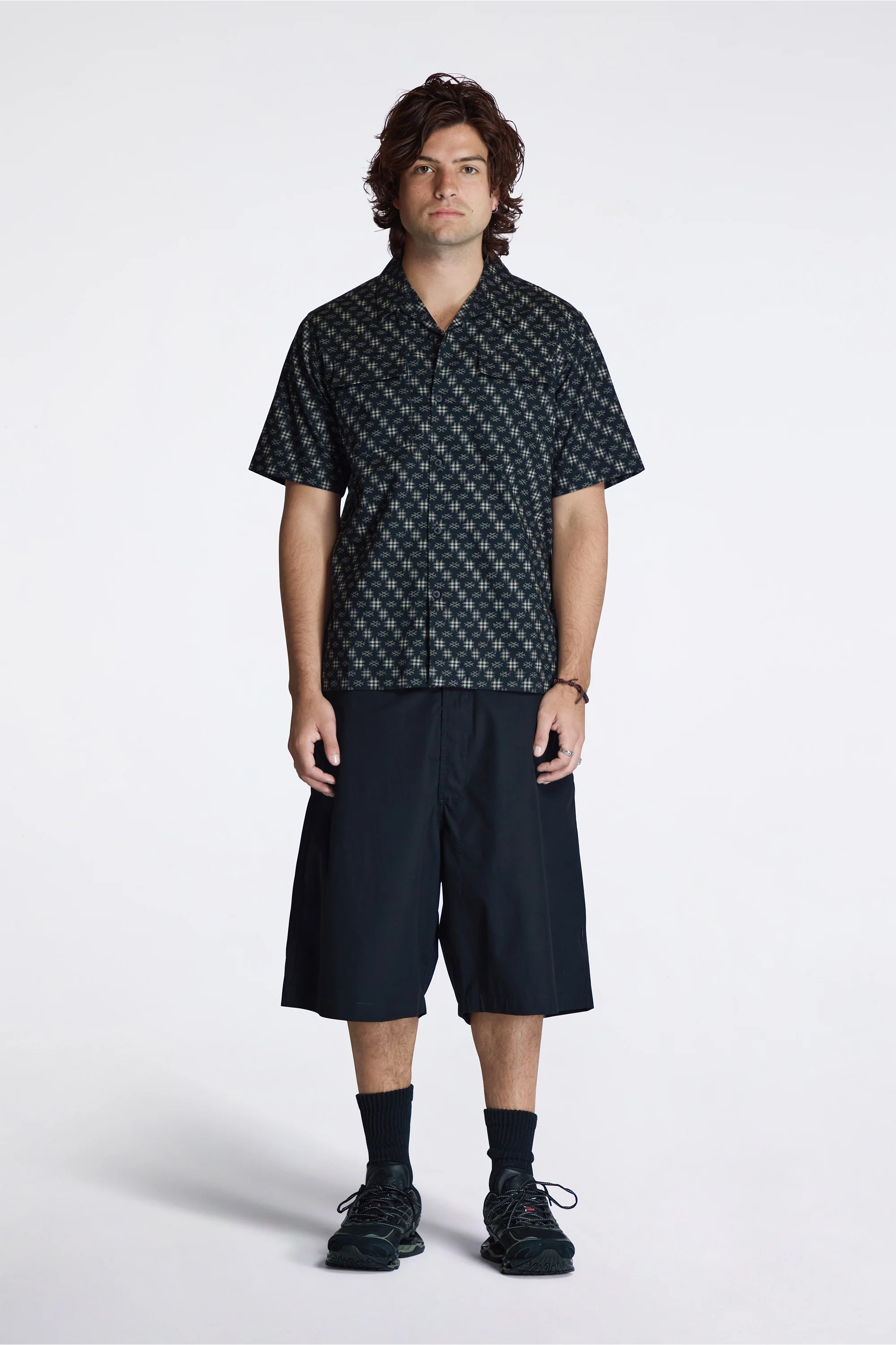 Kasuri Cuban Collar Shirt Sumi Black - Image 5