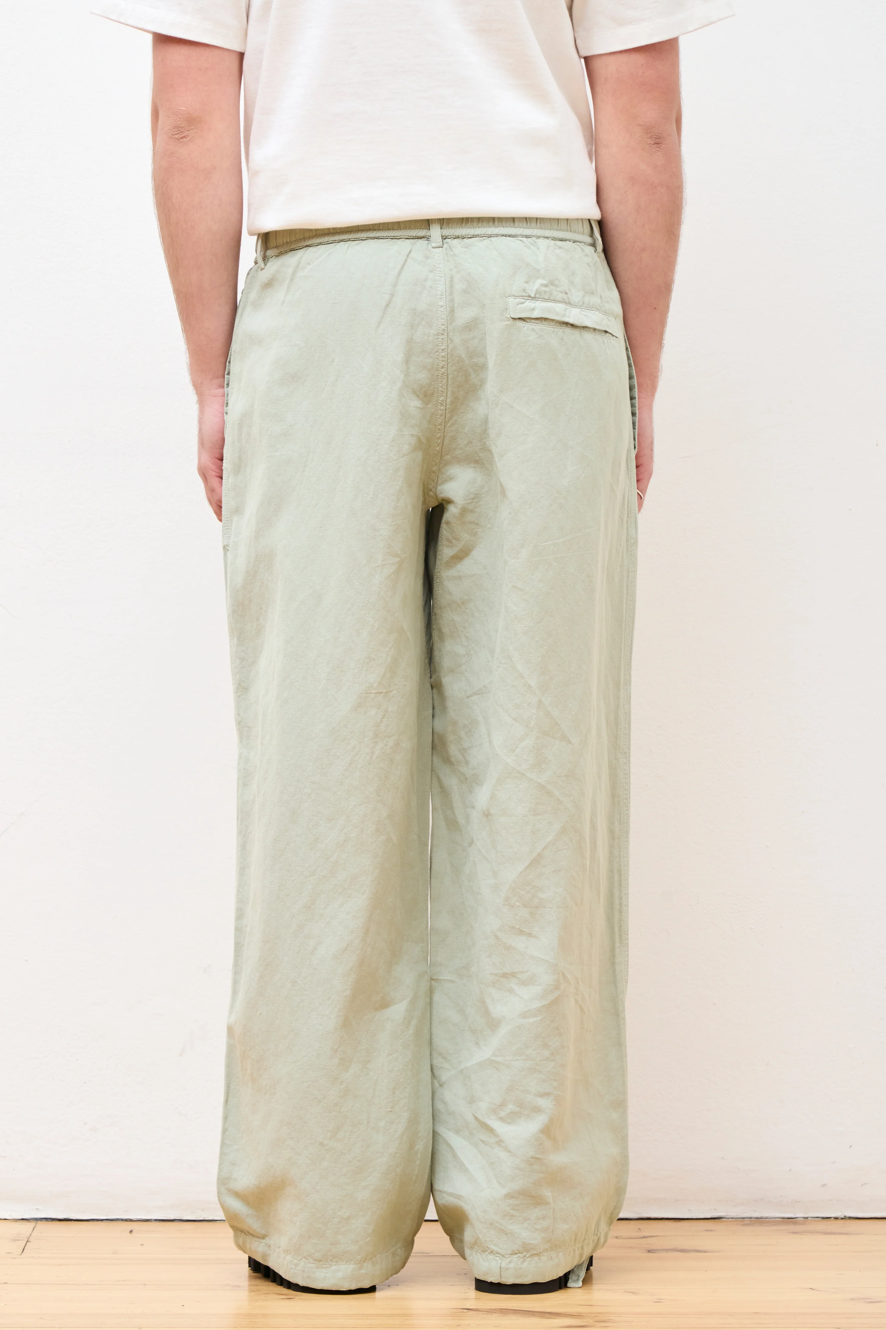 Hemp Pleated Track Pant Sage - Image 6