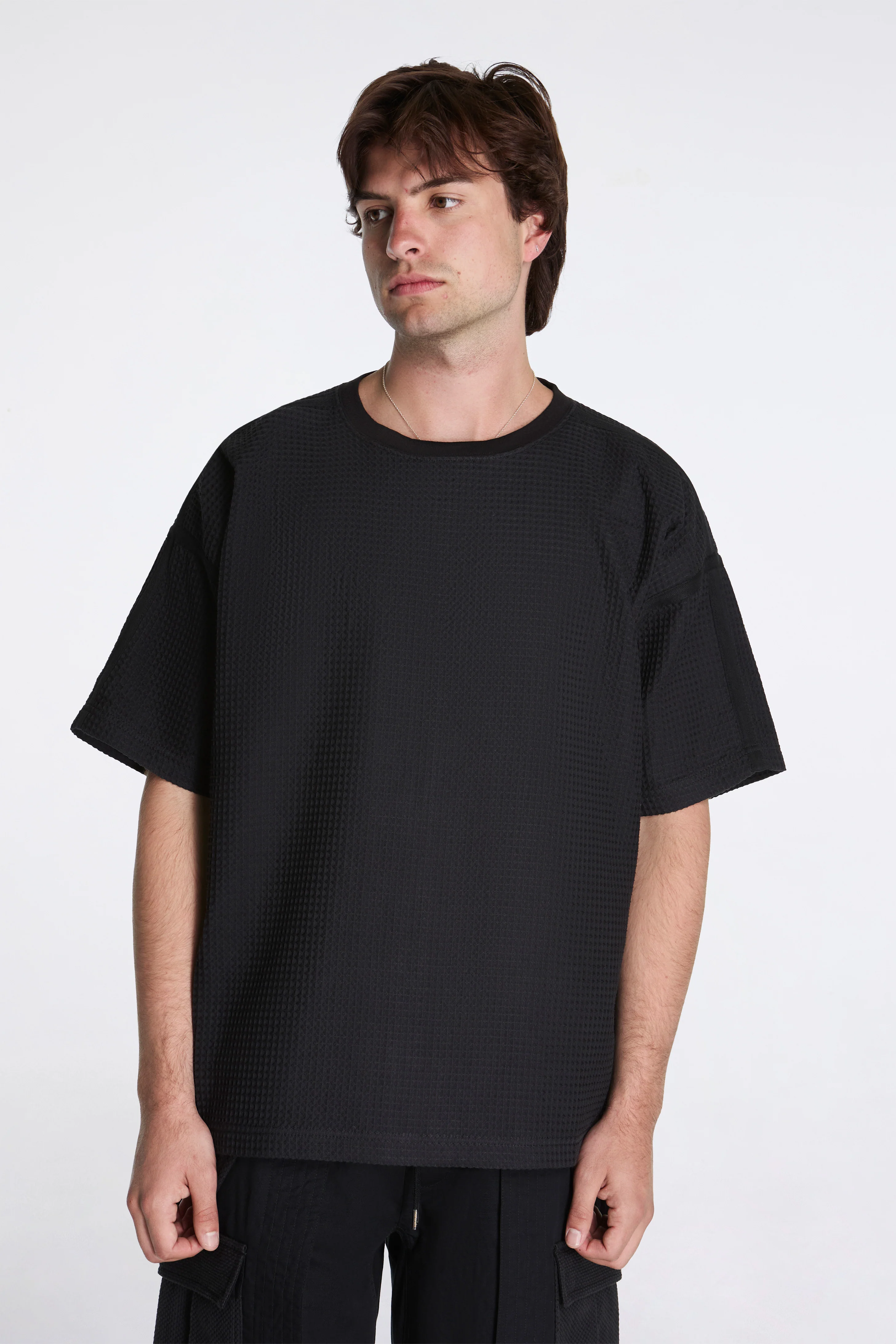 Waffle Kimono Tee Black