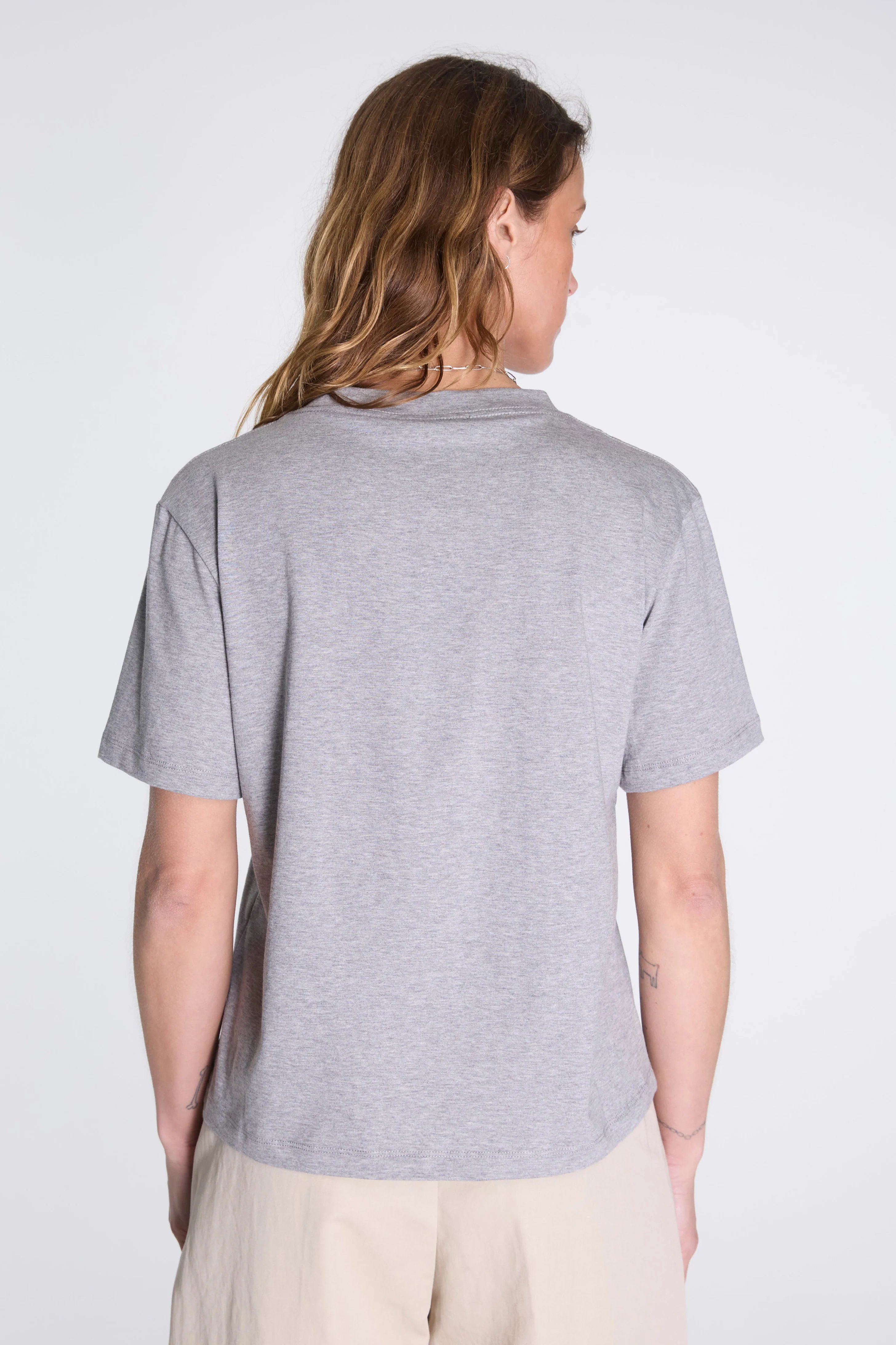 Womens Boys T-Shirt Grey Melange - Image 2