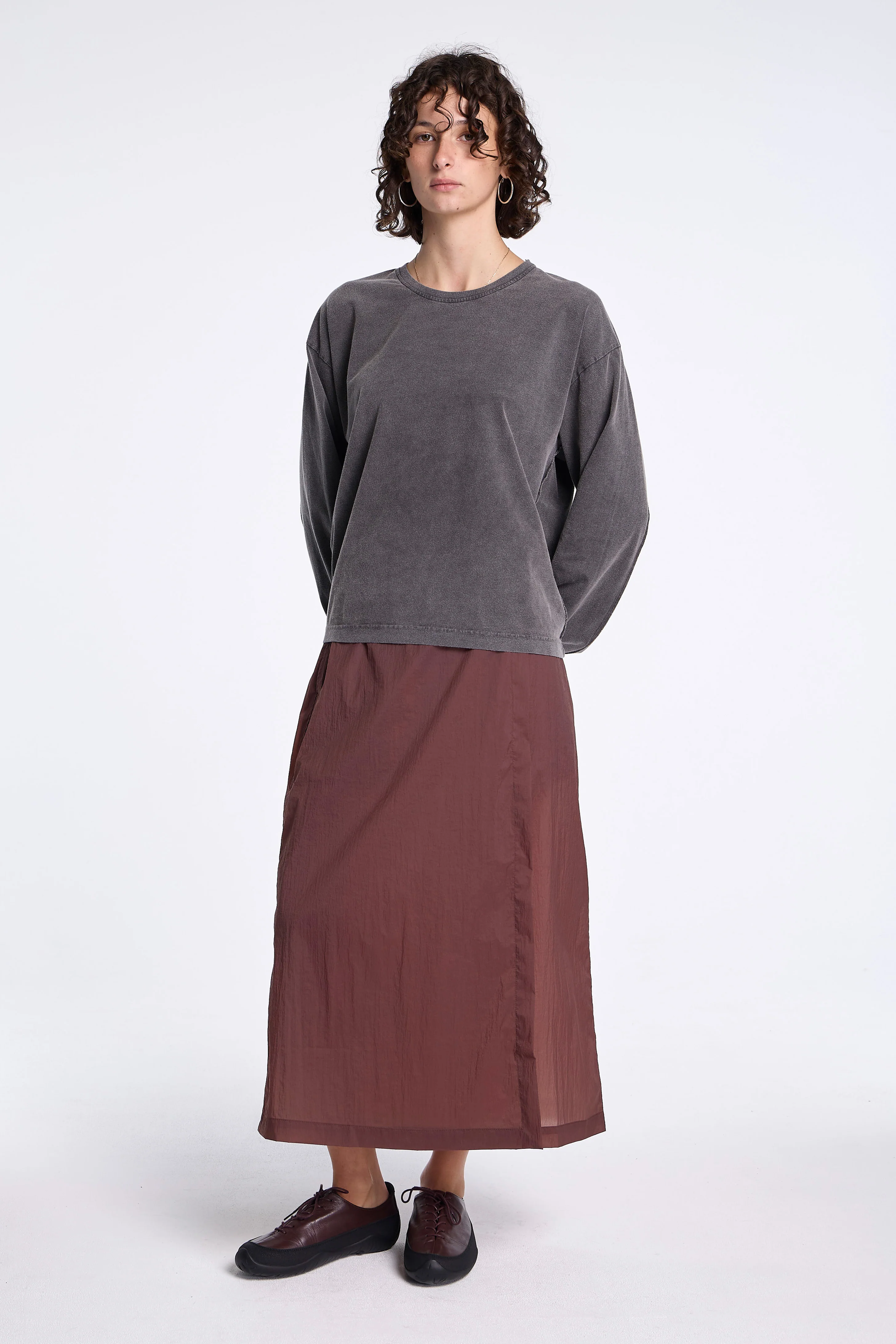 Classic Wrap Skirt Merlot Crinkled Tech - Image 2