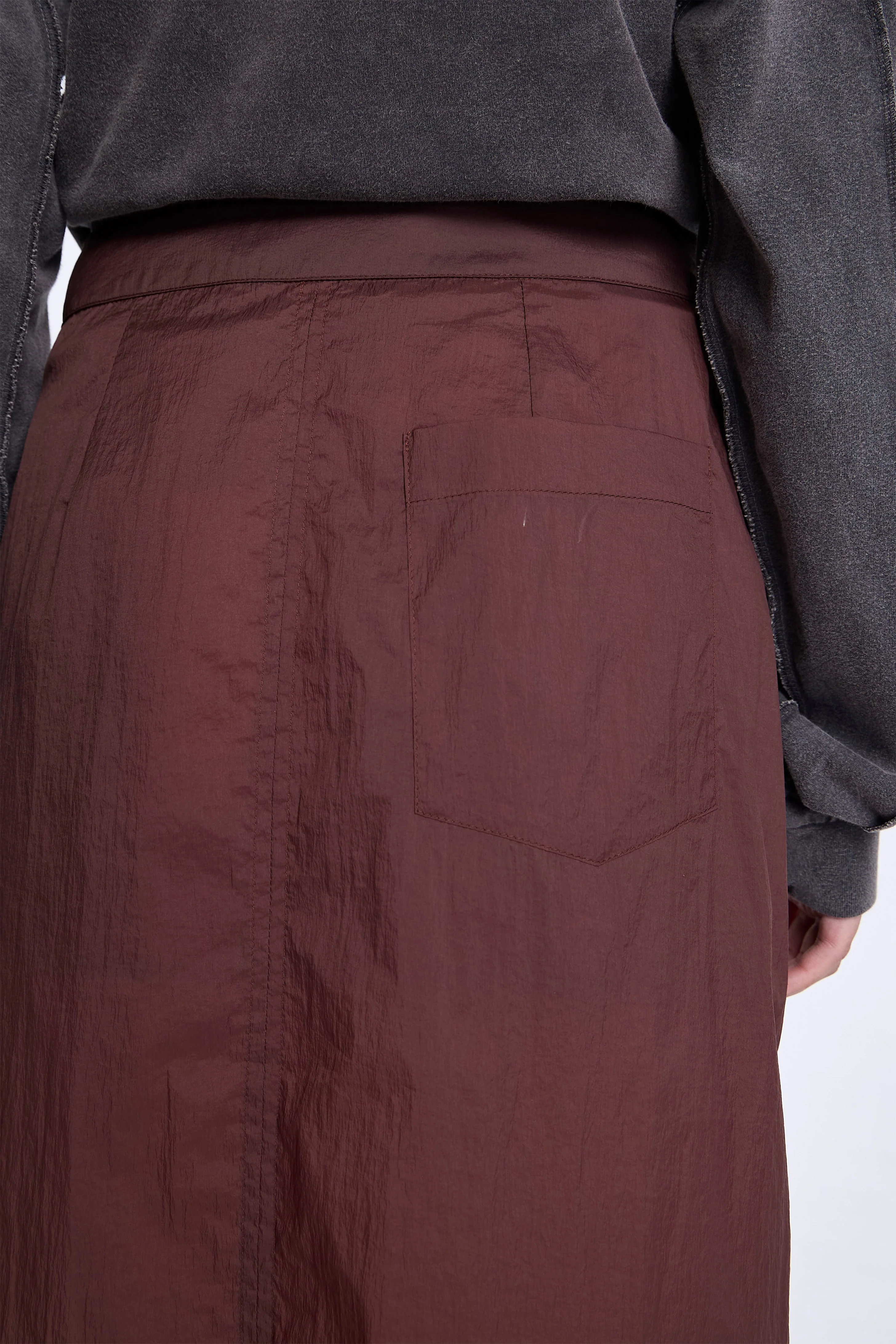Classic Wrap Skirt Merlot Crinkled Tech - Image 5