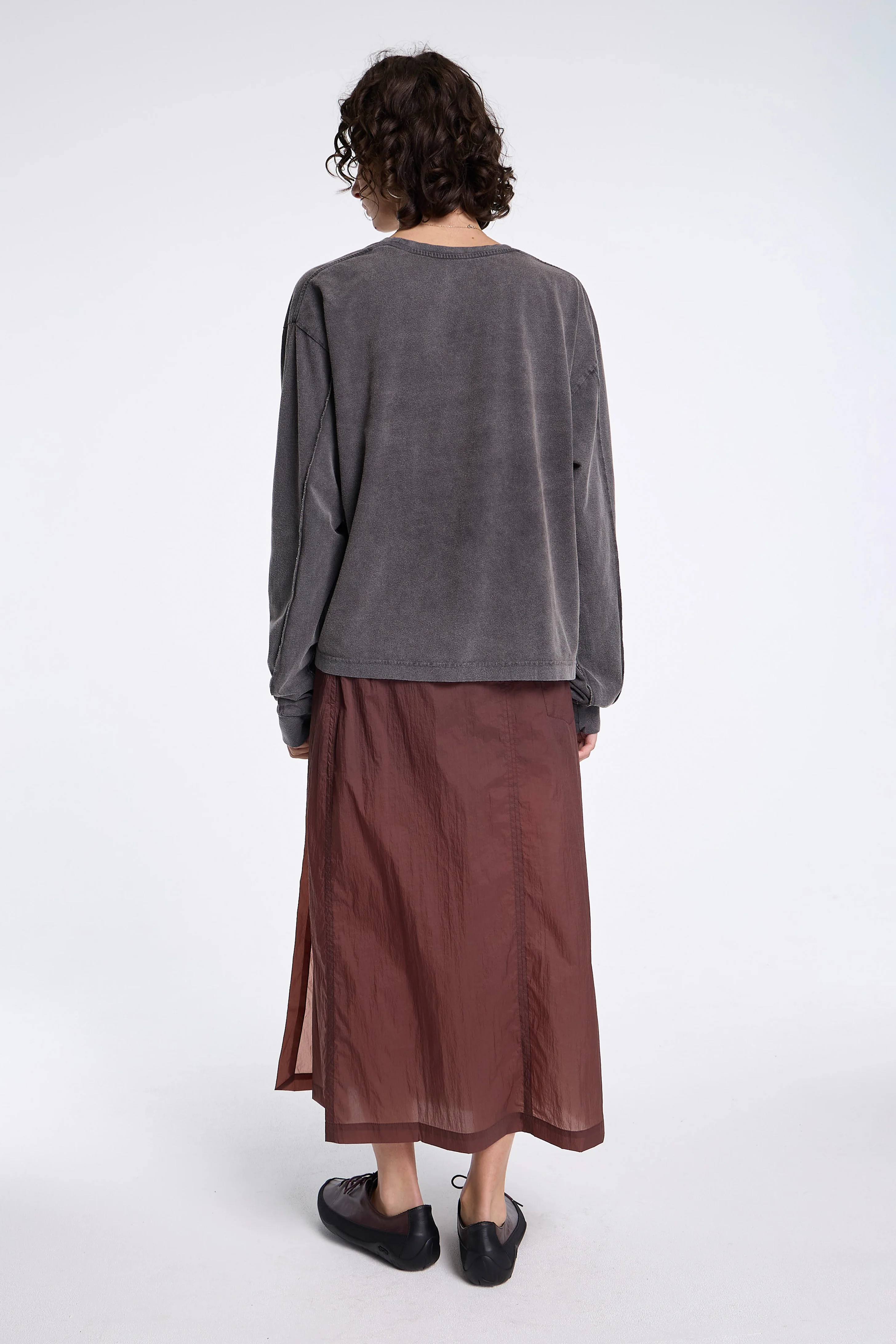 Classic Wrap Skirt Merlot Crinkled Tech - Image 6