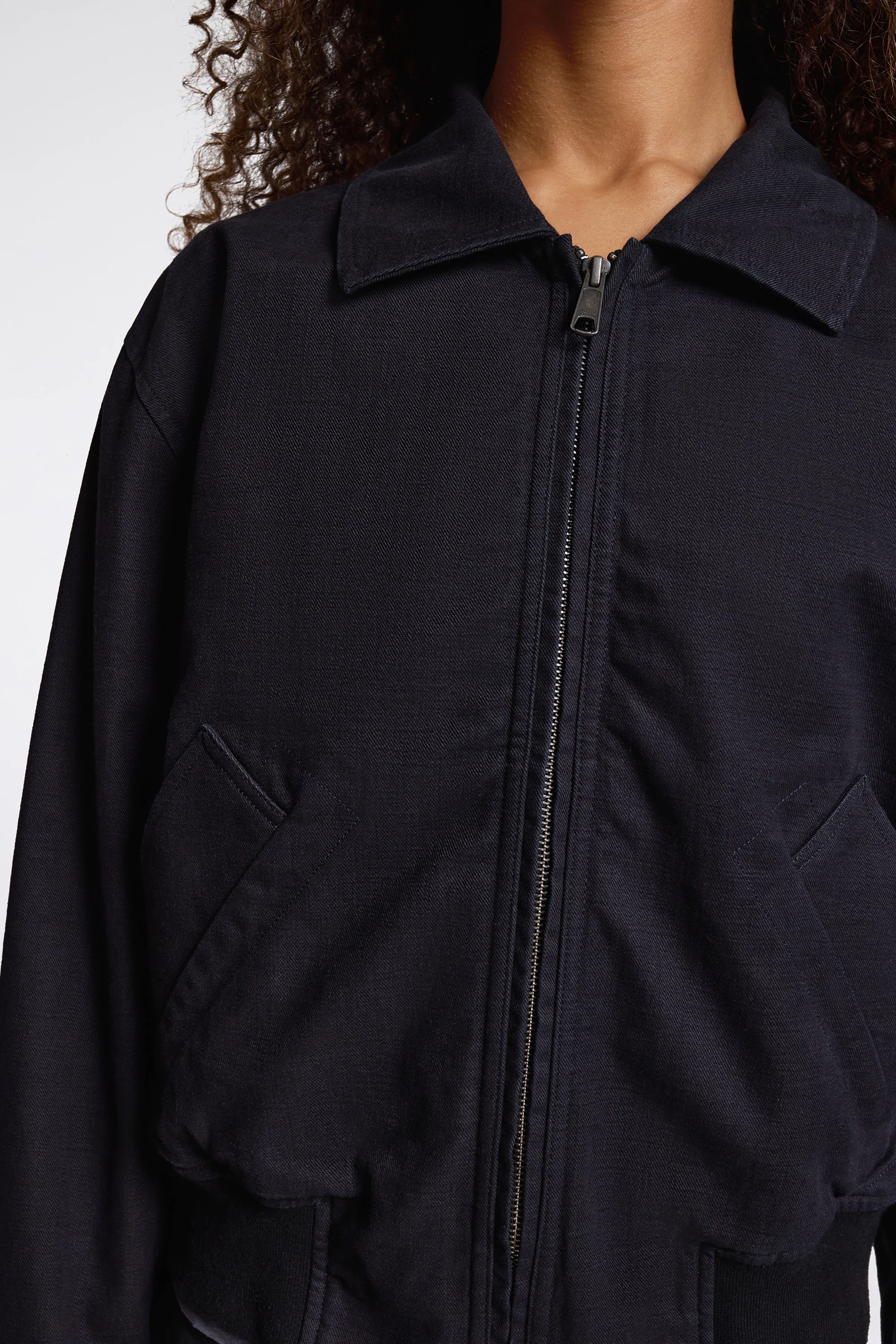 MHL Zip Up Bomber Jacket Indigo - Image 3
