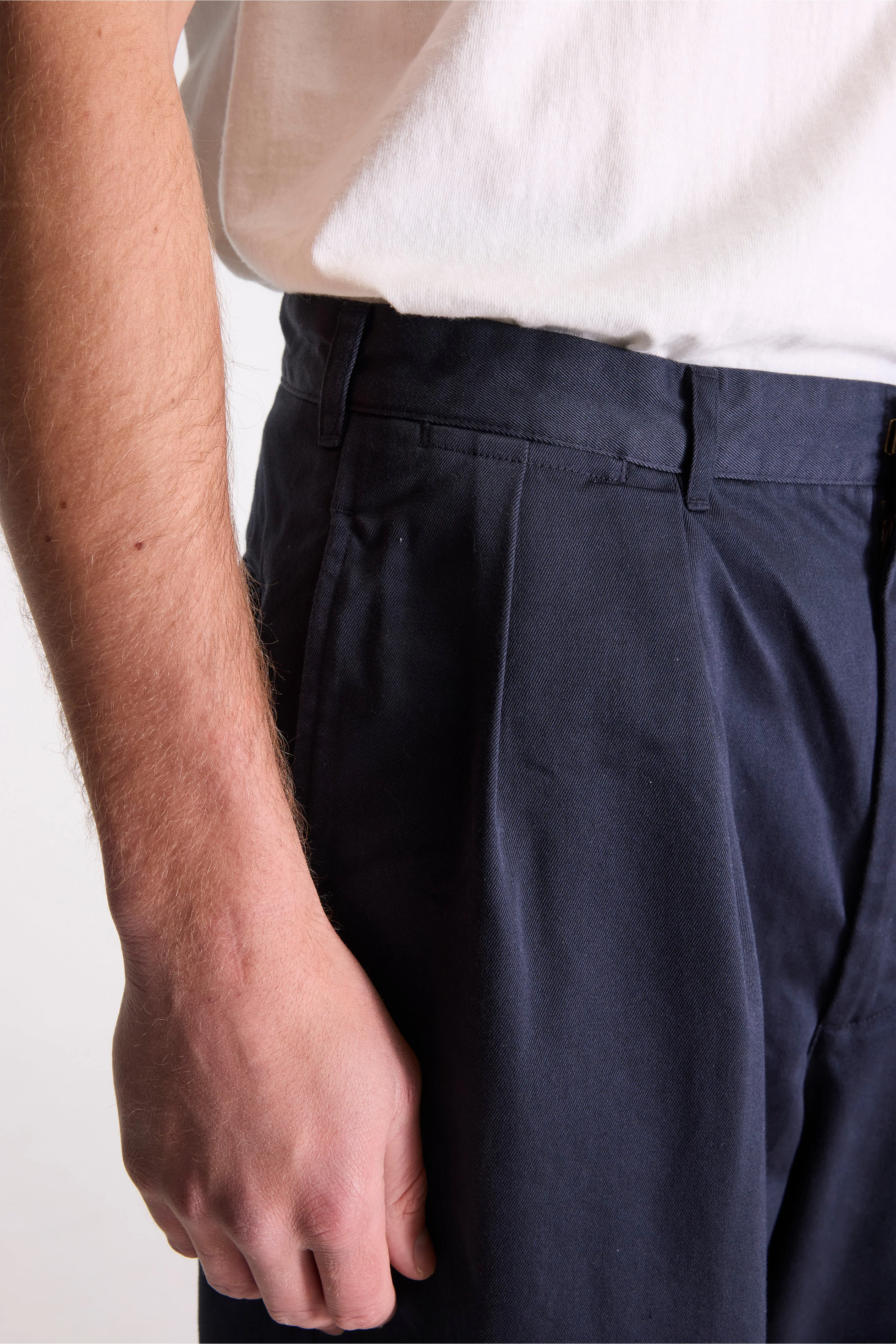 Double Pleated Chino Pants Navy - Image 3