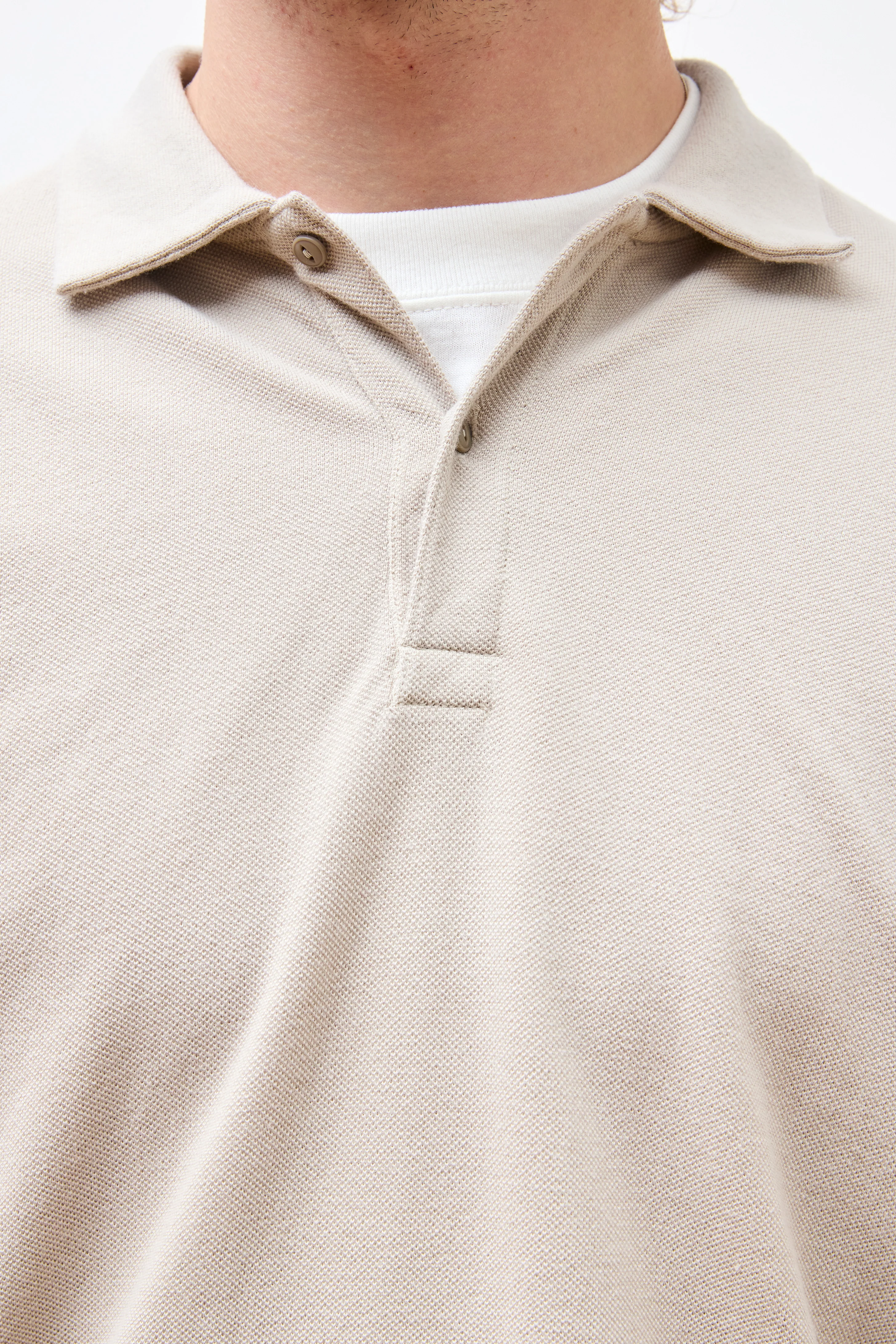 Officer L/S Polo Shirt
Cotton Pique Overdyed Ivory - Image 3