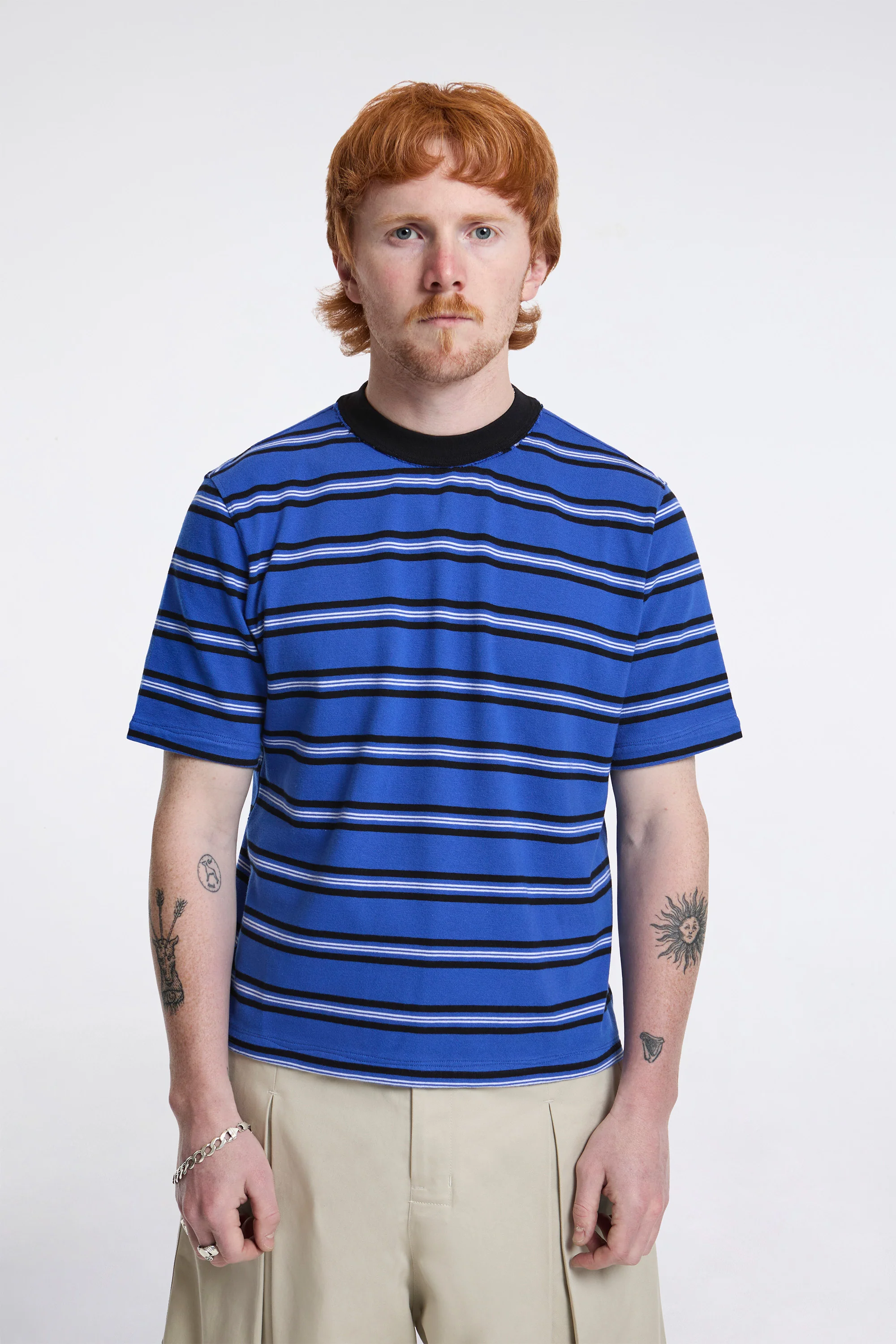 Normal Tee Ss Blue/Black/White Stripe