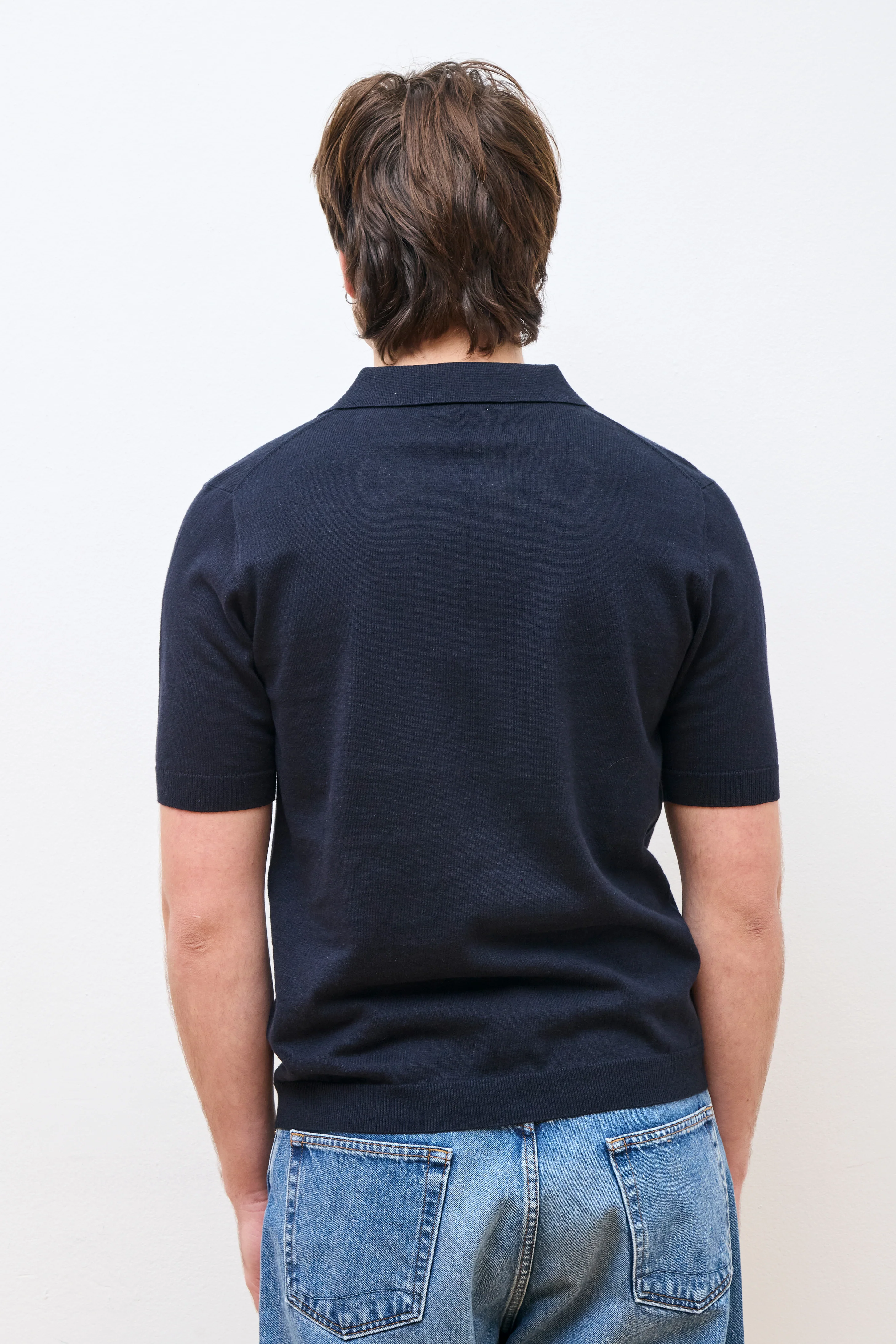 Leif Cotton Linen Polo Dark Navy - Image 4