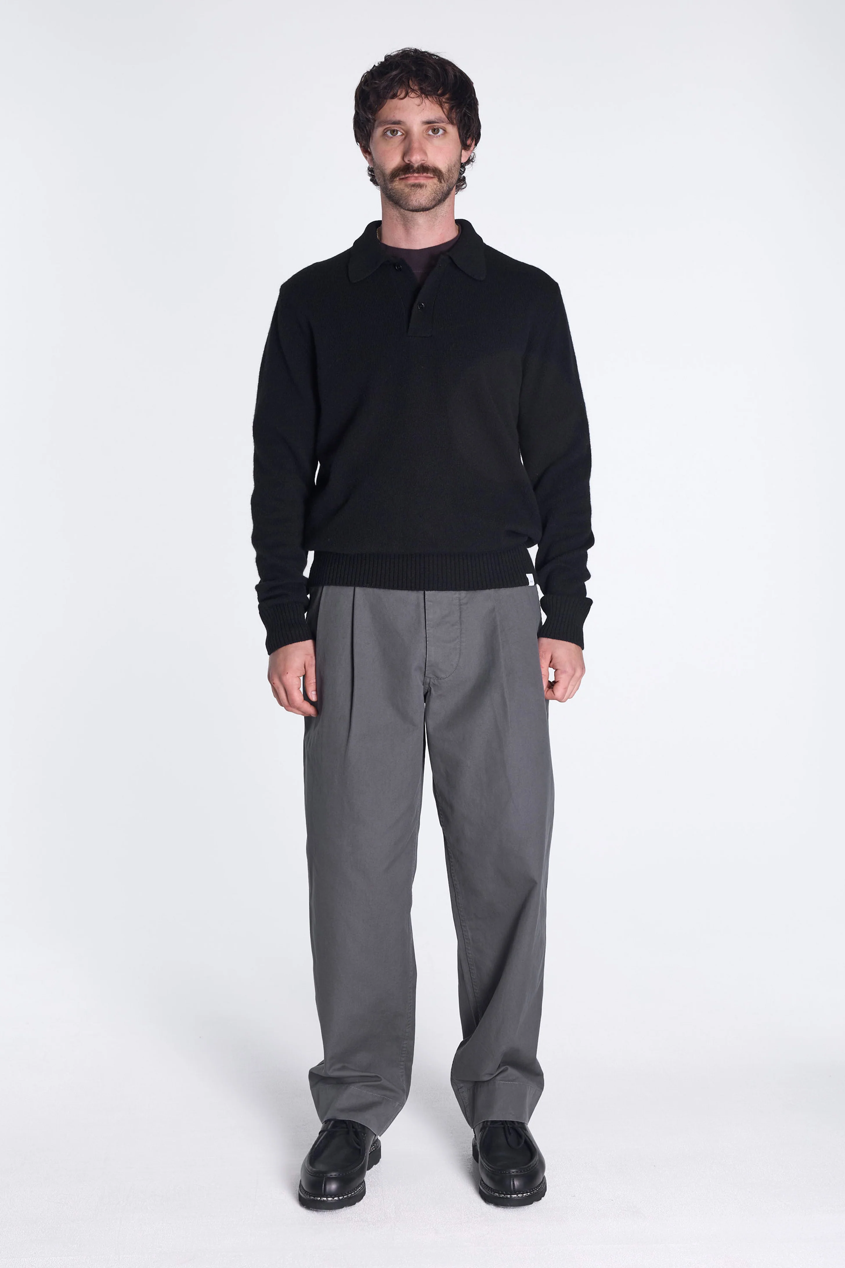 Norse Standard Merino Lambswool Polo Black