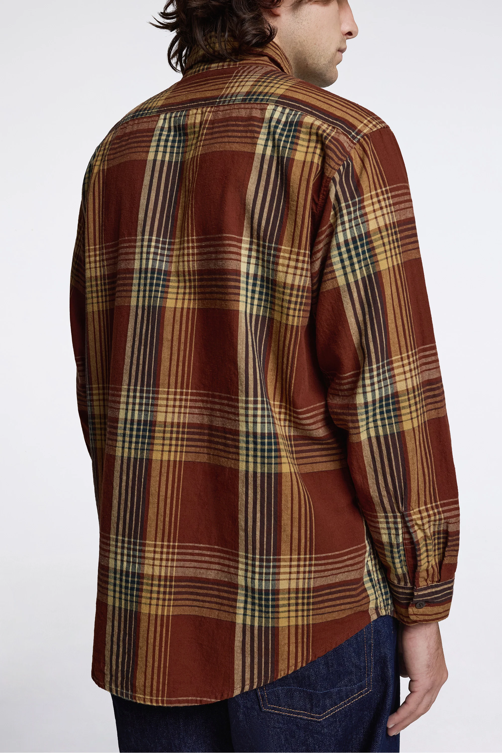 Original Check Work Shirt With Flap Pocket Brown Check - Image 4