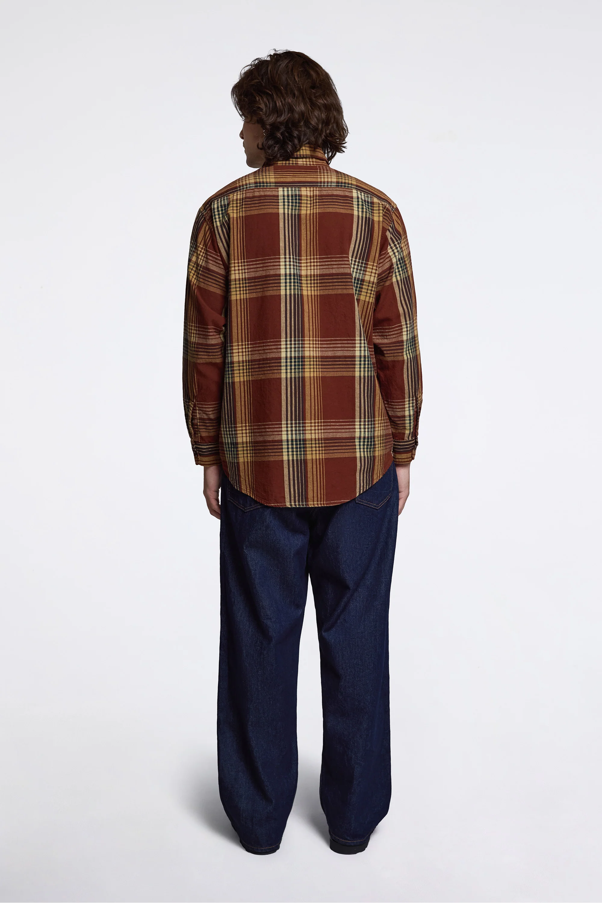 Original Check Work Shirt With Flap Pocket Brown Check - Image 7