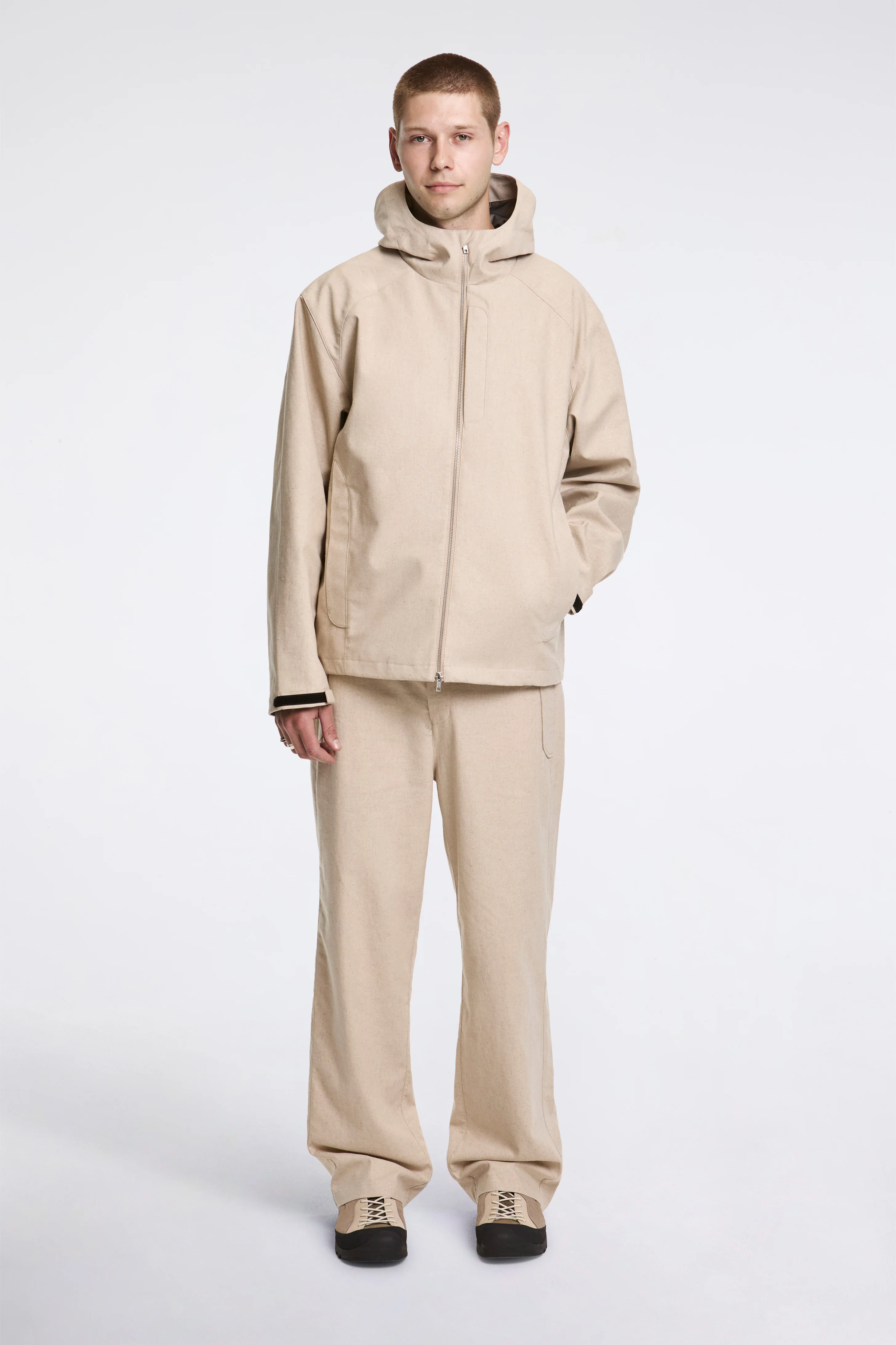 Path Linen Cotton Mixed Trouser Beige