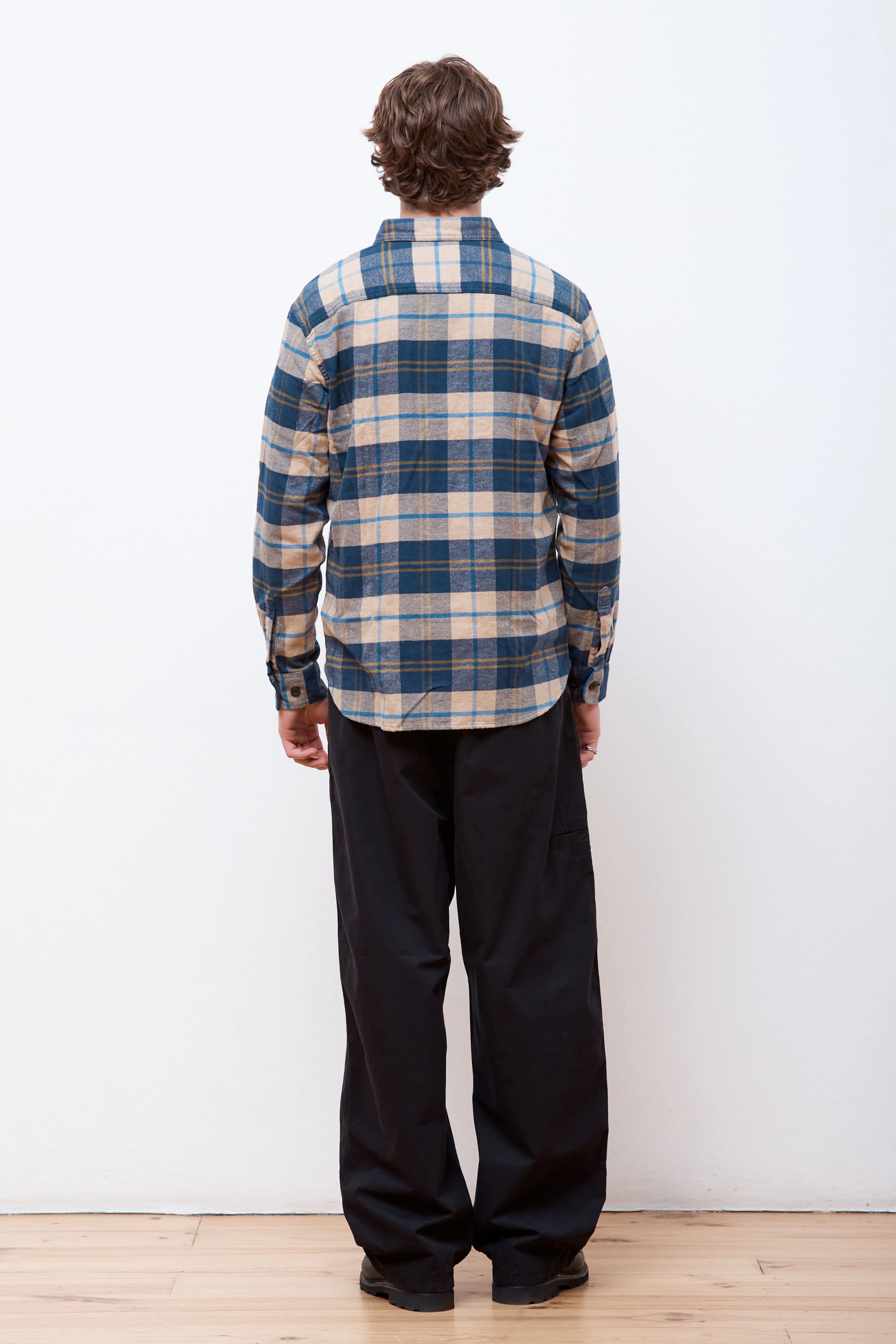 Burnside Flannel Shirt Tan/Navy/Bronze Plaid - Image 5
