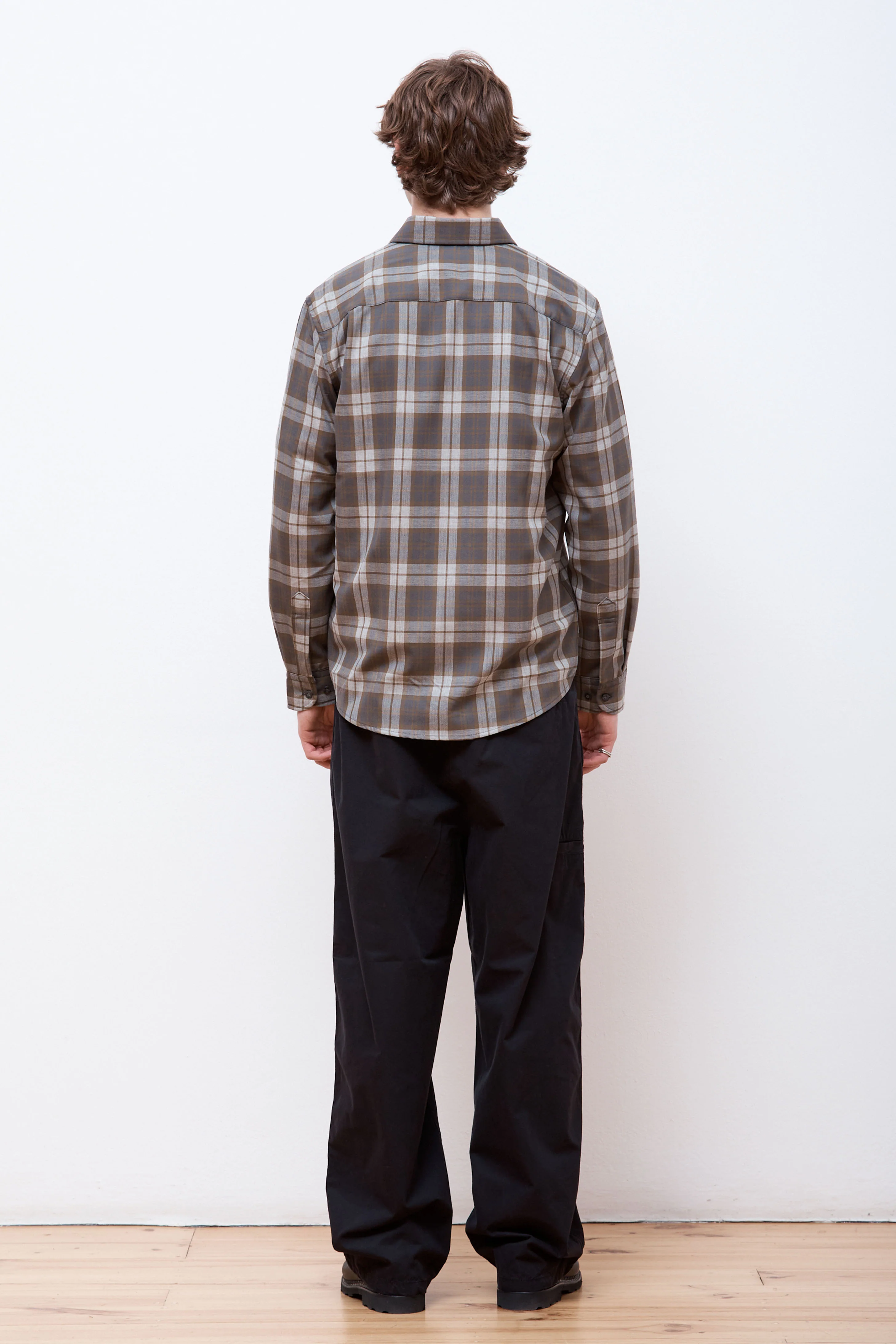 Merino Lodge Shirt Olive/Grey Mix Plaid - Image 7