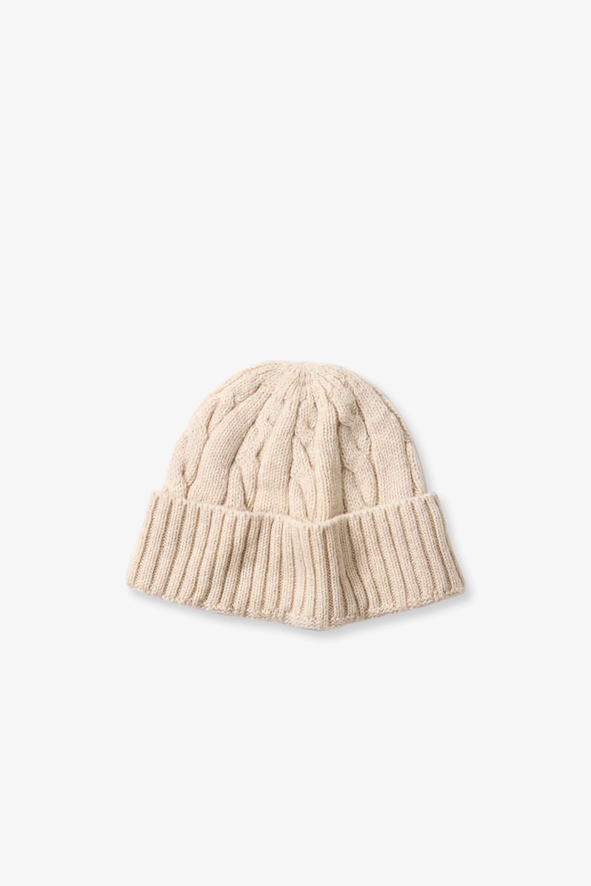 Washable Merino Cable Watch Cap Ecru