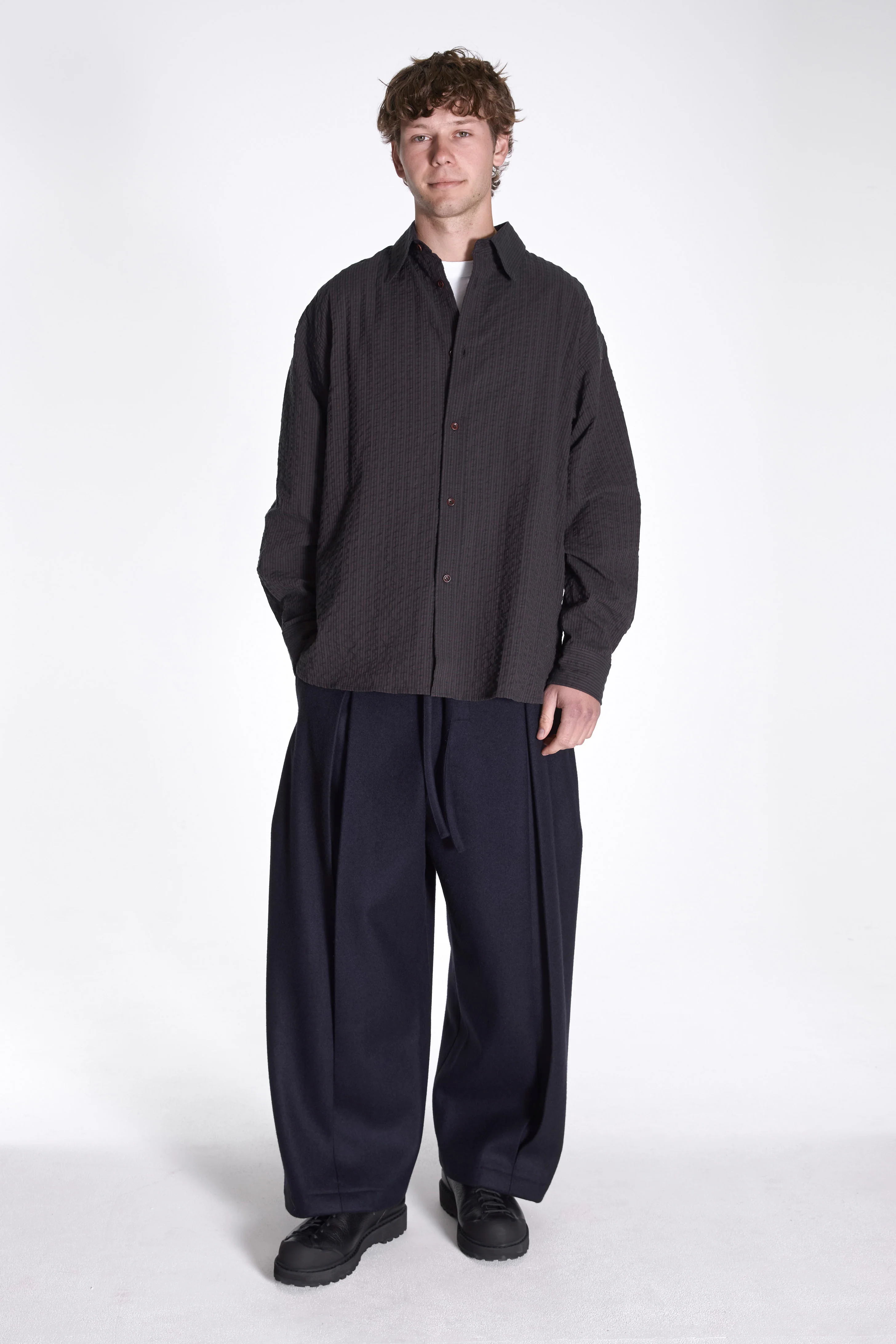 Box Pleat Trouser Dark Navy