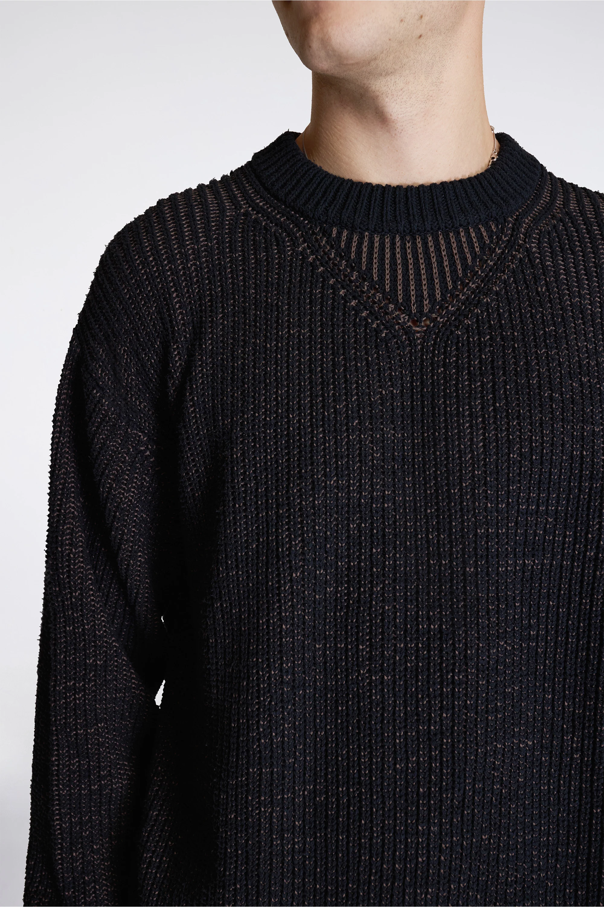 Silk Ribbed Crew Black - Image 3