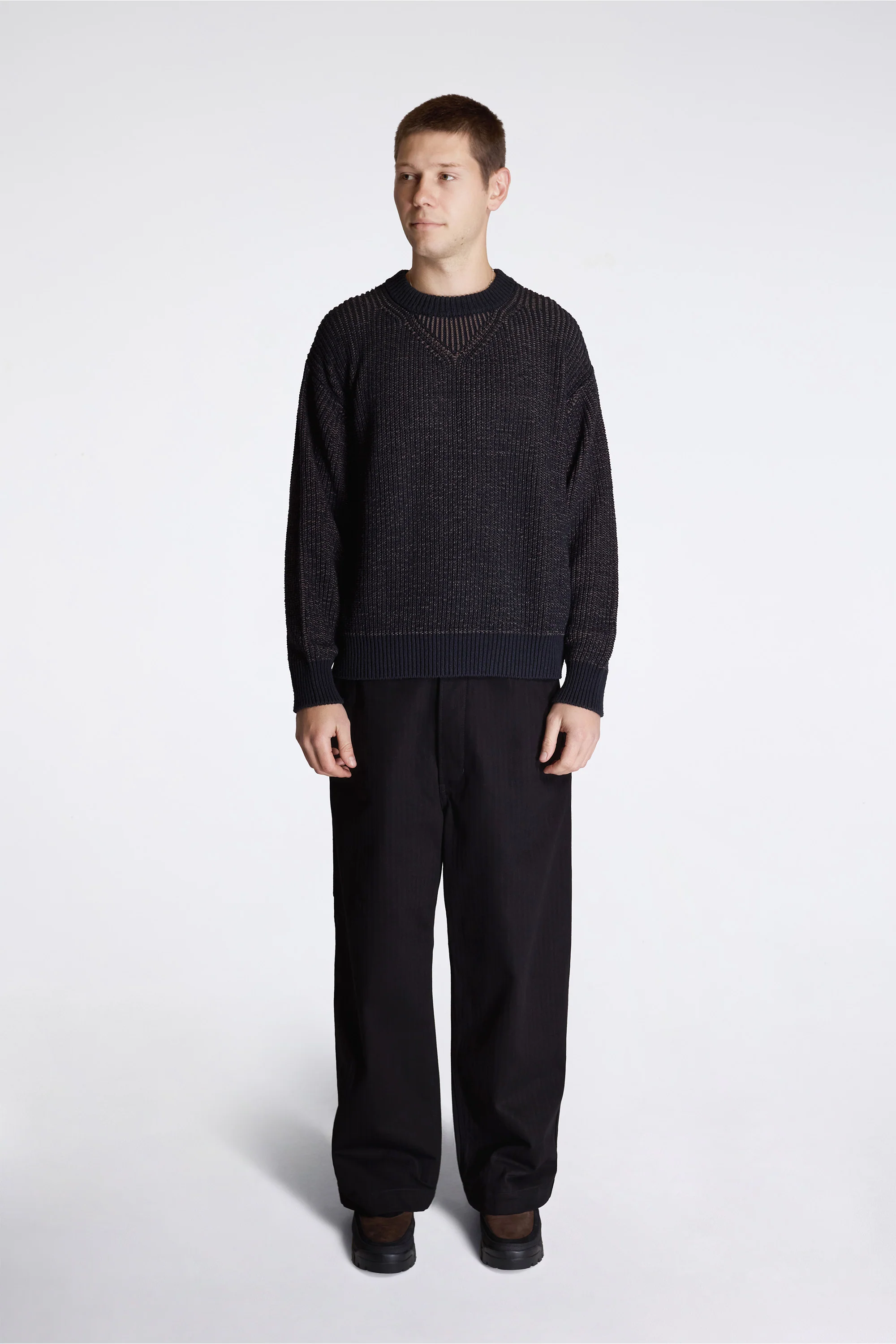 Silk Ribbed Crew Black - Image 7