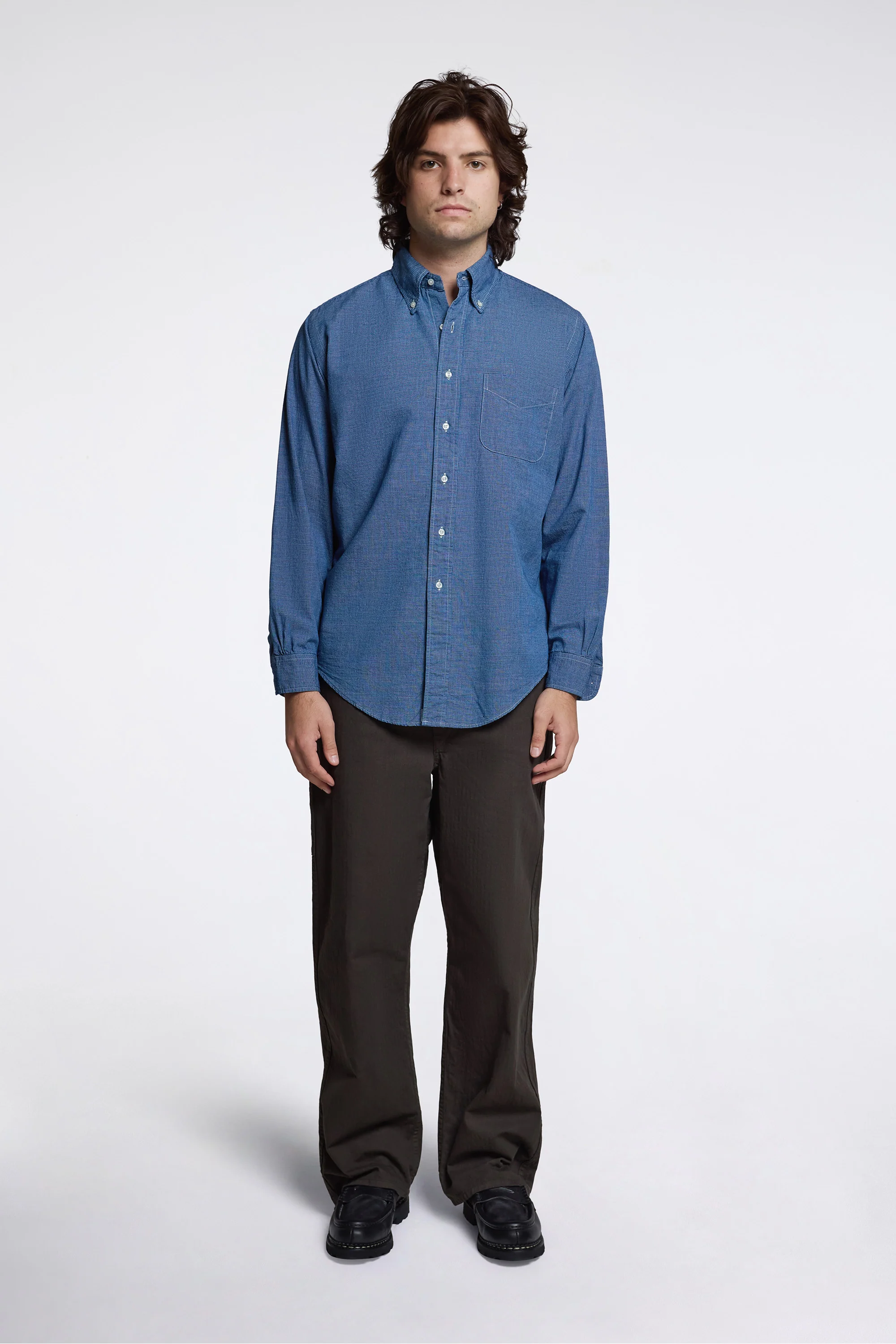 Small Check Indigo Chambray Standard BD Shirt