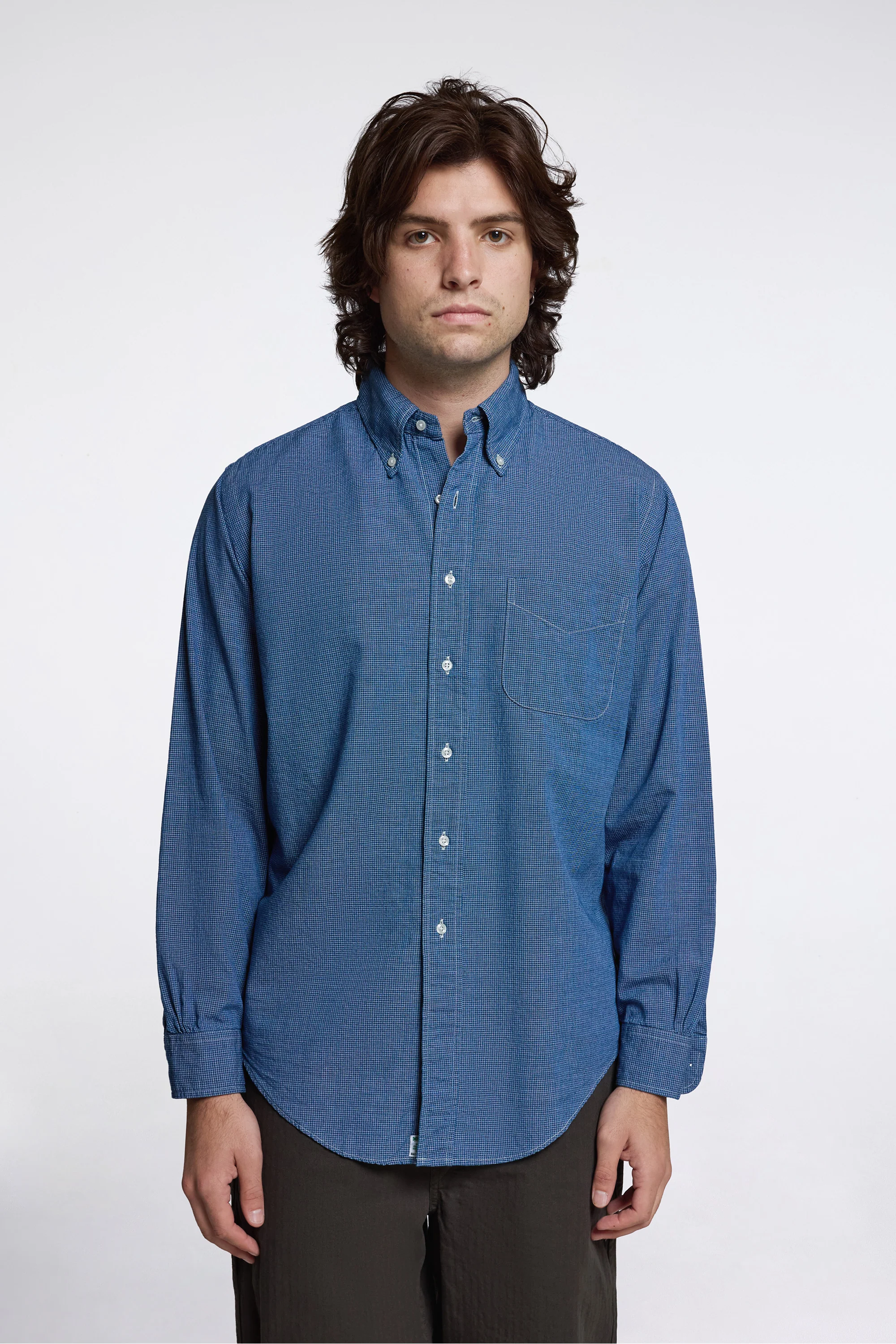 Small Check Indigo Chambray Standard BD Shirt - Image 2