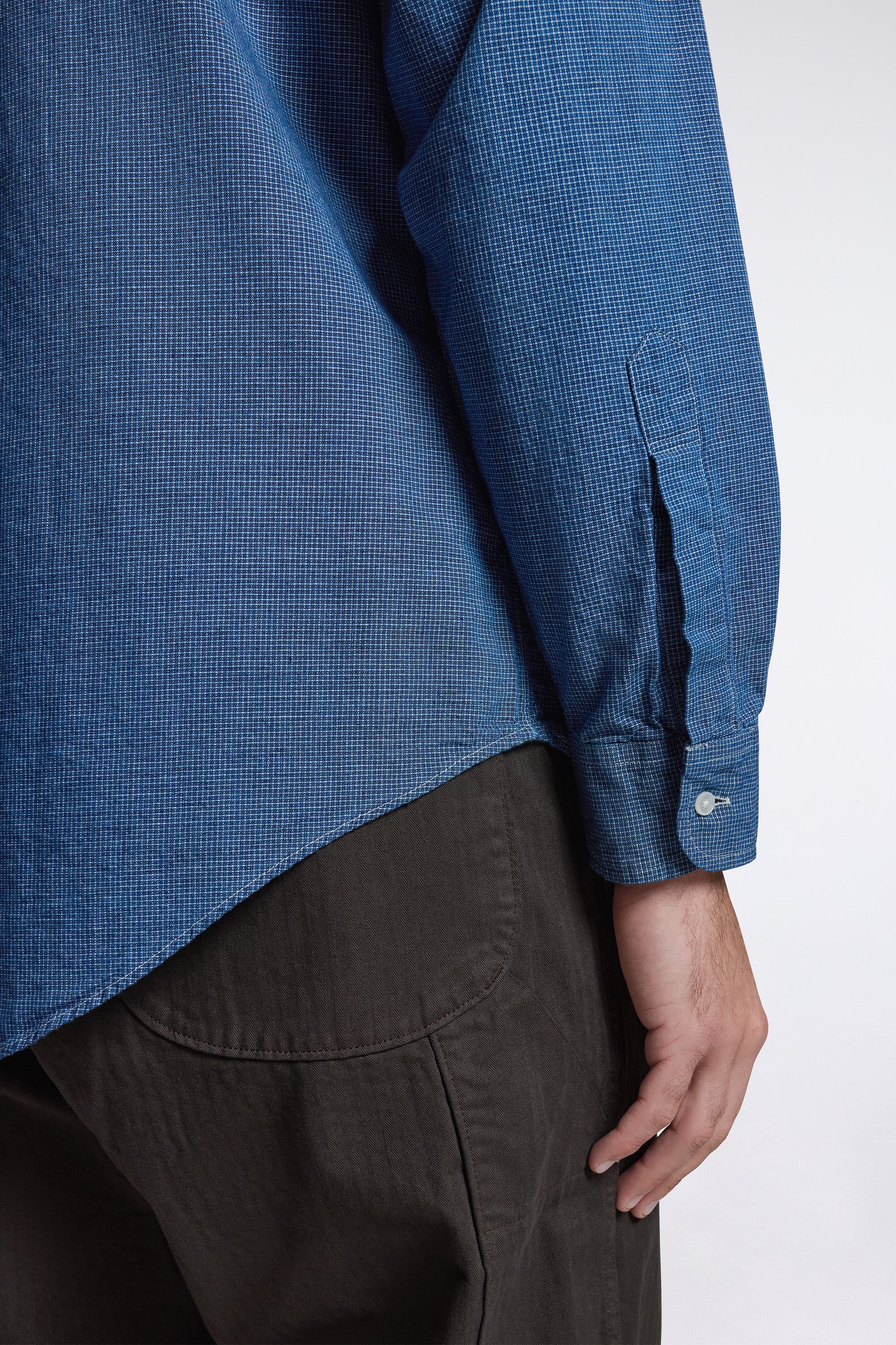 Small Check Indigo Chambray Standard BD Shirt - Image 5