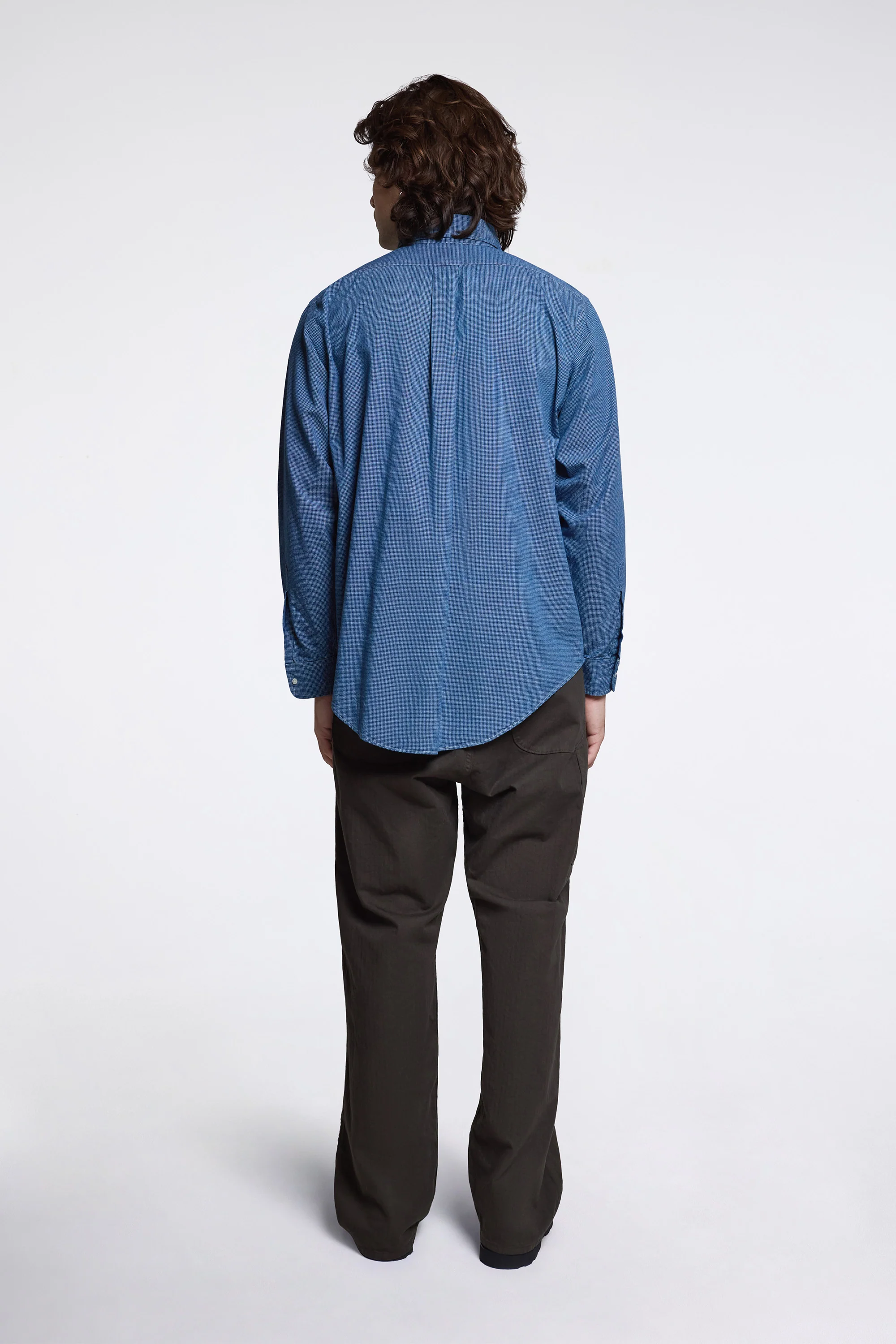 Small Check Indigo Chambray Standard BD Shirt - Image 7
