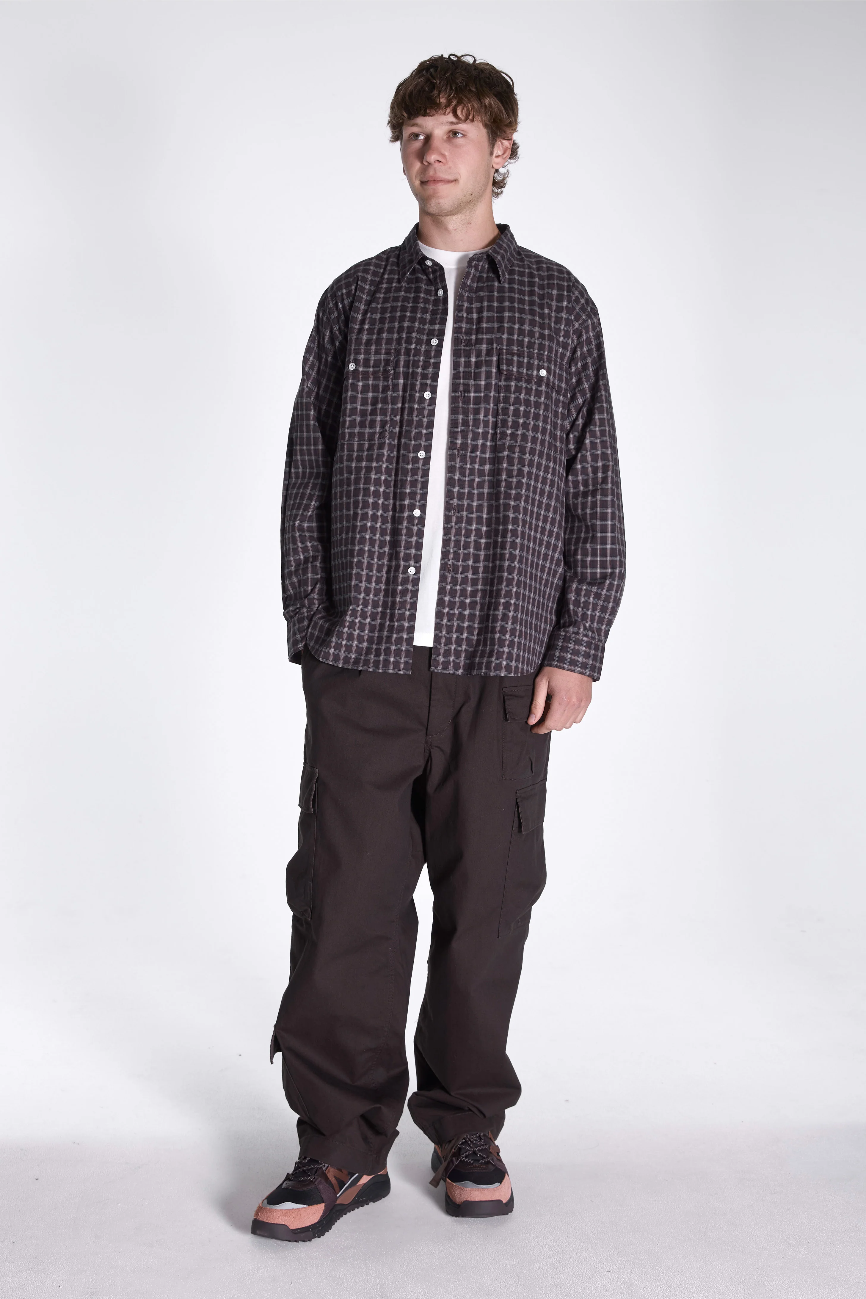 Organic Cotton Ombre Check Shirt Brown Check