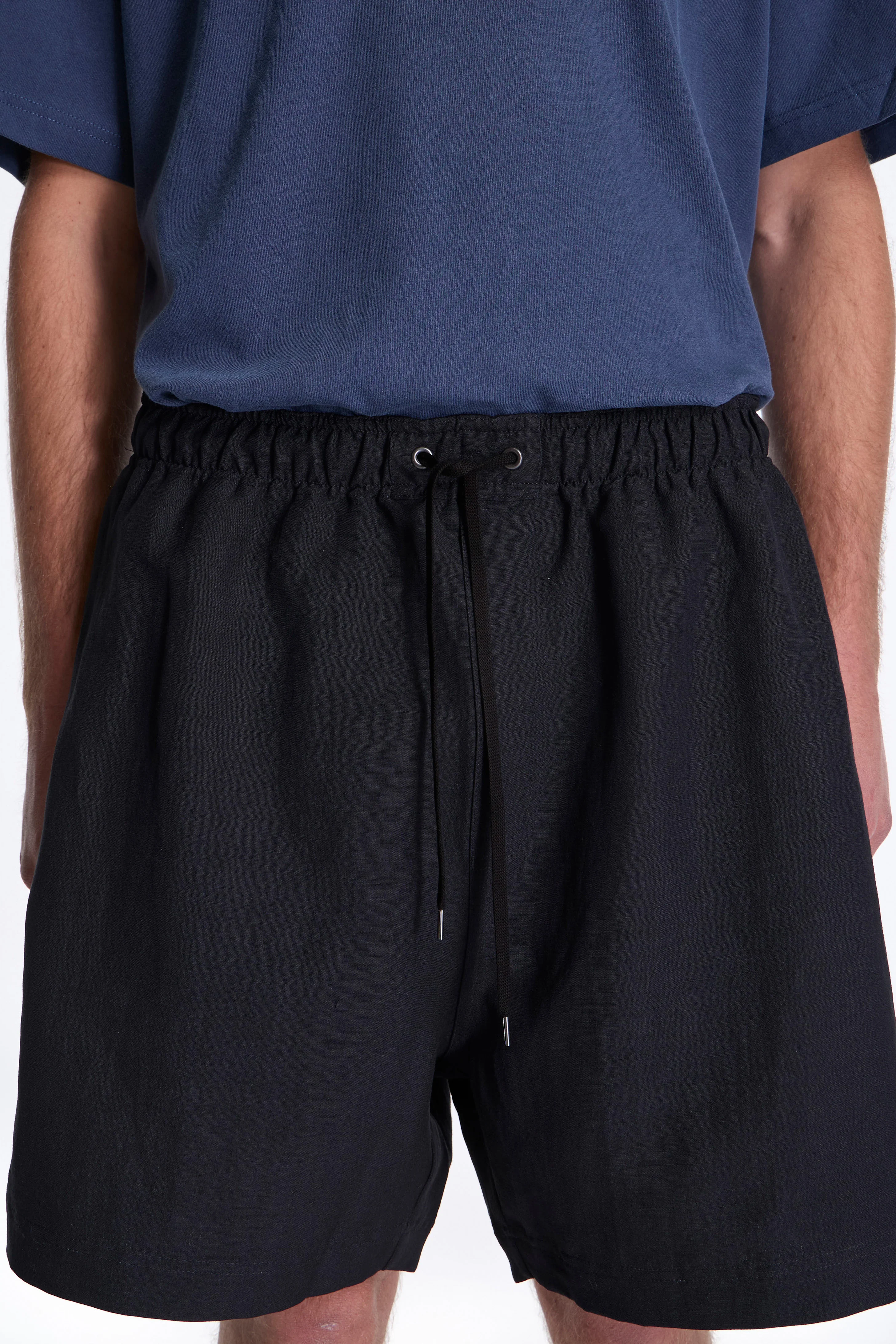 Starboard Wool Linen Shorts Darkest Navy - Image 3