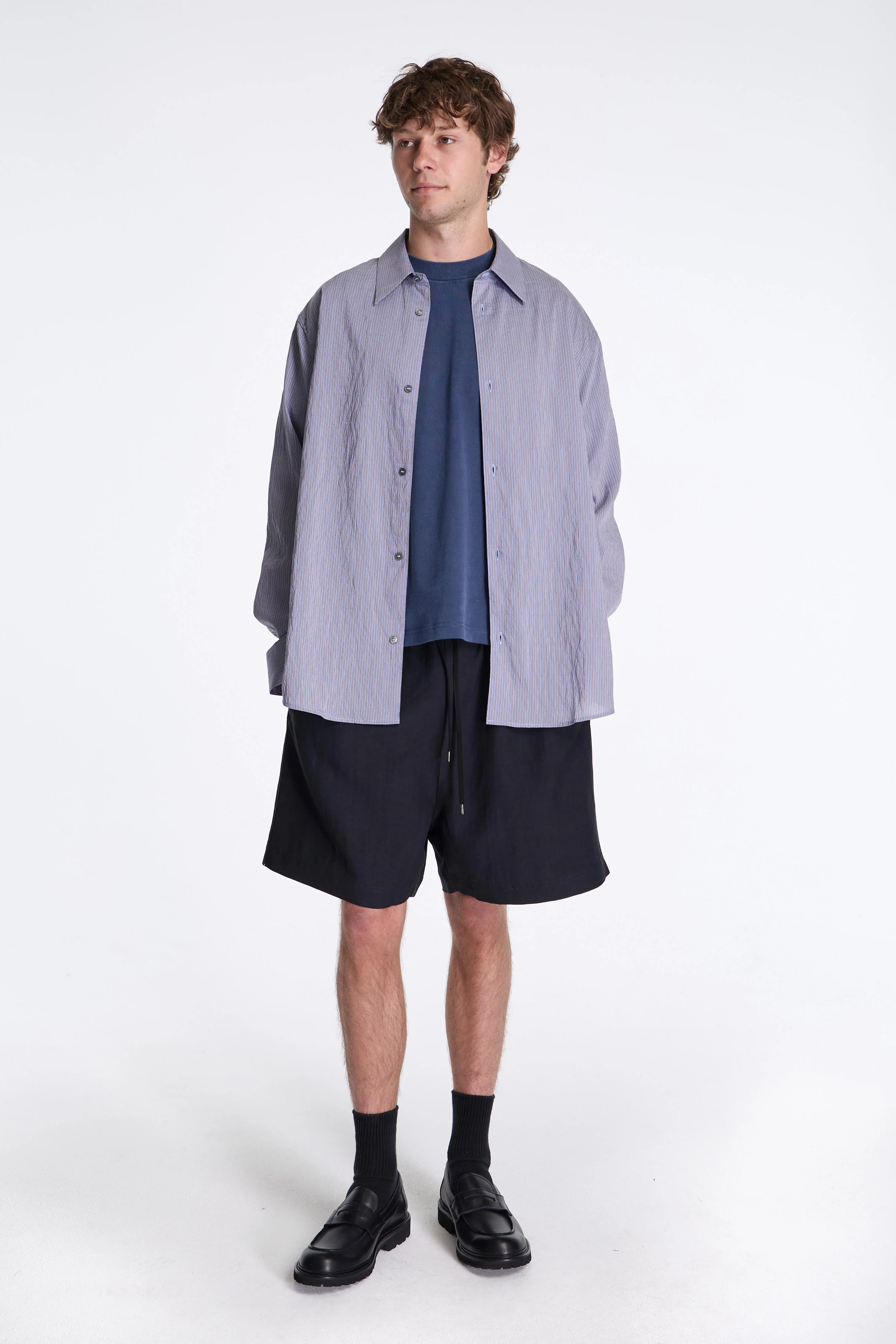 Starboard Wool Linen Shorts Darkest Navy - Image 5