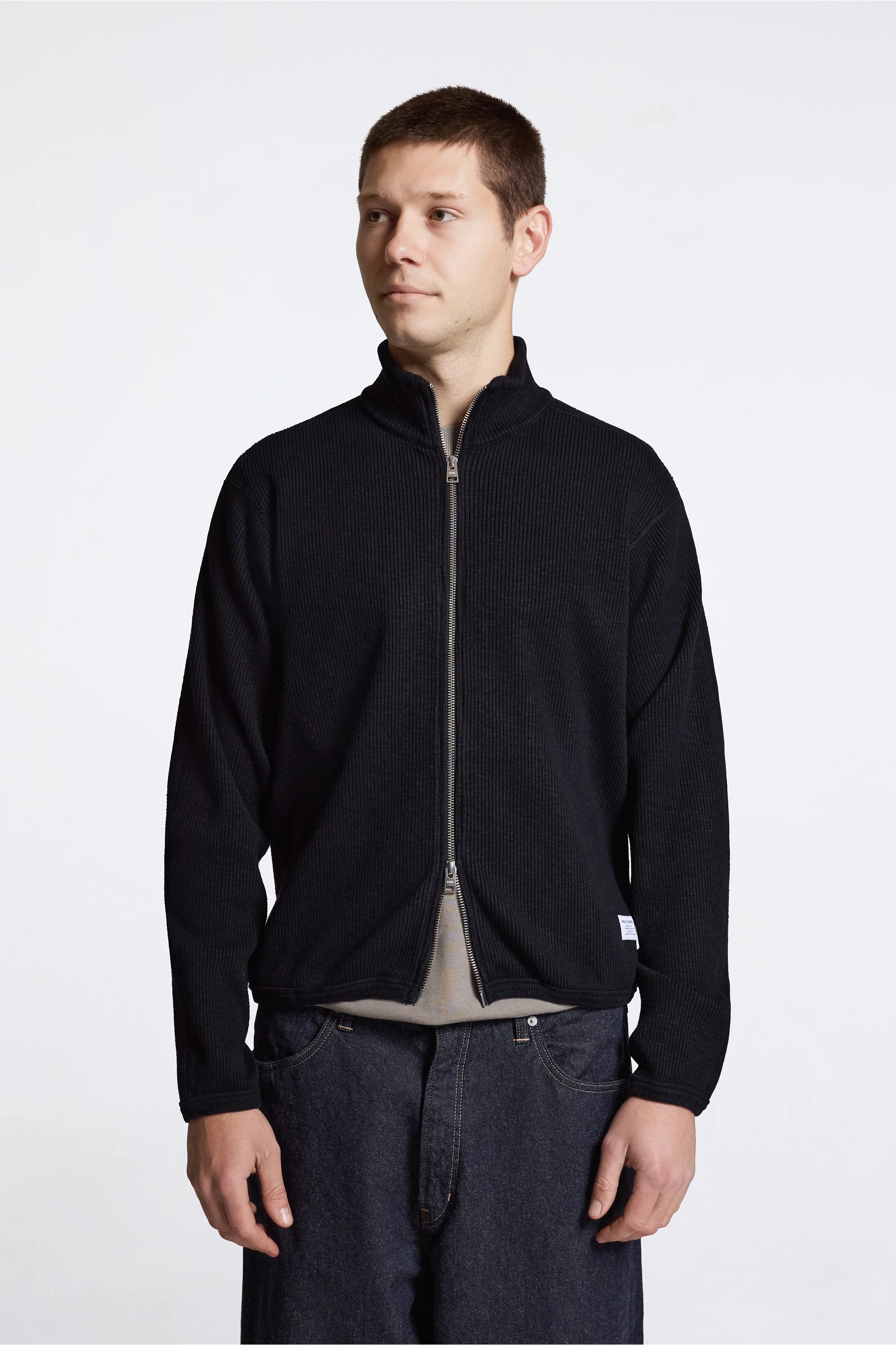 Teno Military Rib Zip Cardigan Black