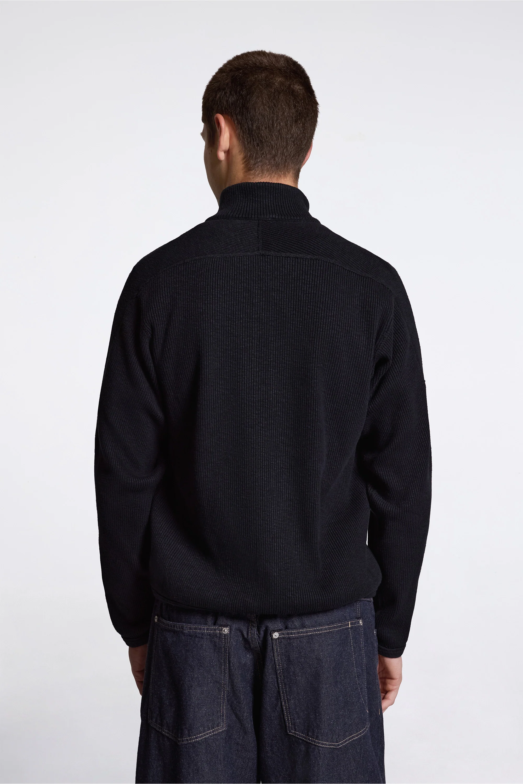 Teno Military Rib Zip Cardigan Black - Image 2