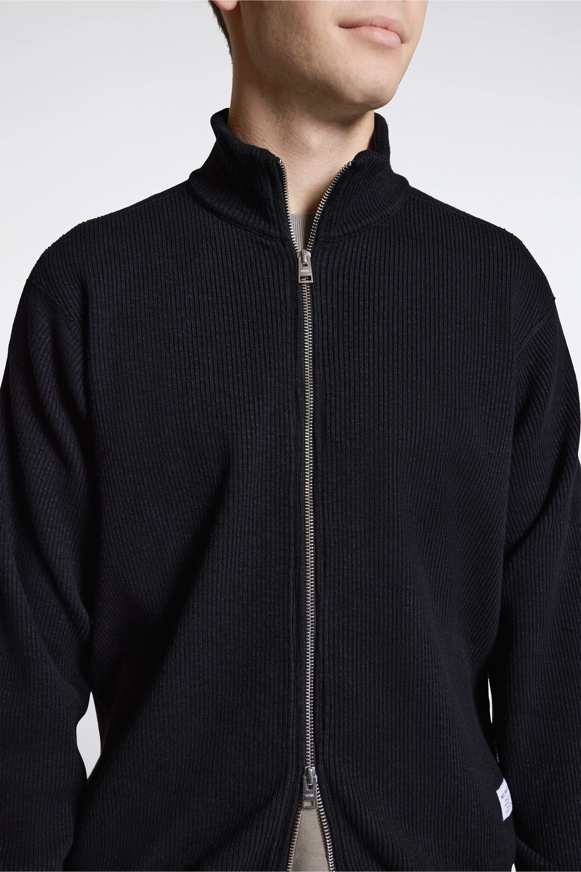 Teno Military Rib Zip Cardigan Black - Image 4